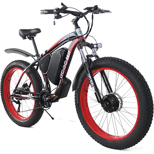 26" Fat Tire Electric Bike GF700,1000W Dual Motor 48V 17.5AH Electric Mountain Bike 31 MPH Dirt Ebike for Adults Shimano 7-Speed 3 Riding Modes