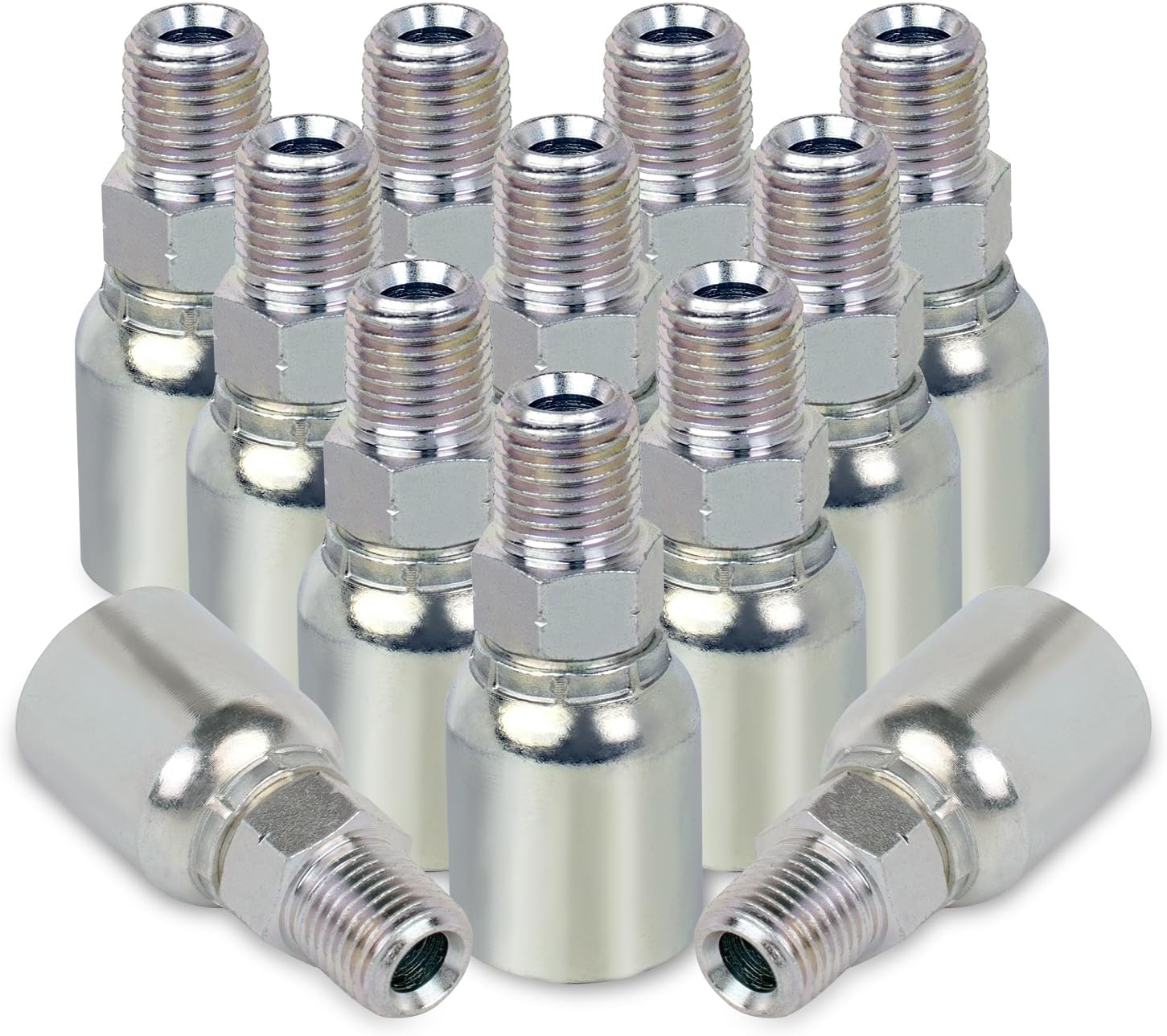 AKM 12 PCS Hydraulic Hose Fittings,1/4" Hose x 1/4" NPTF Male Pipe Hydraulic Hose Crimp Fitting Ends