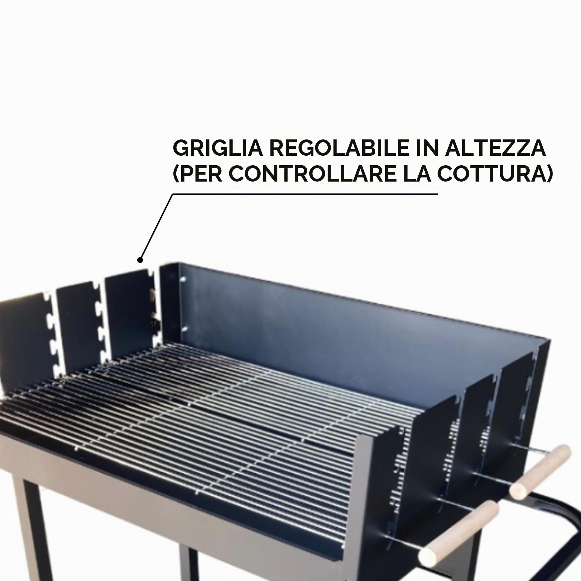 Cook'in Garden - Barbecue a Carbone su Ruote SERENA, Superficie di Cottura XXL, Griglie Posizionabili a Diversi Livelli, Ripiano Inferiore, Cisterna in Acciaio