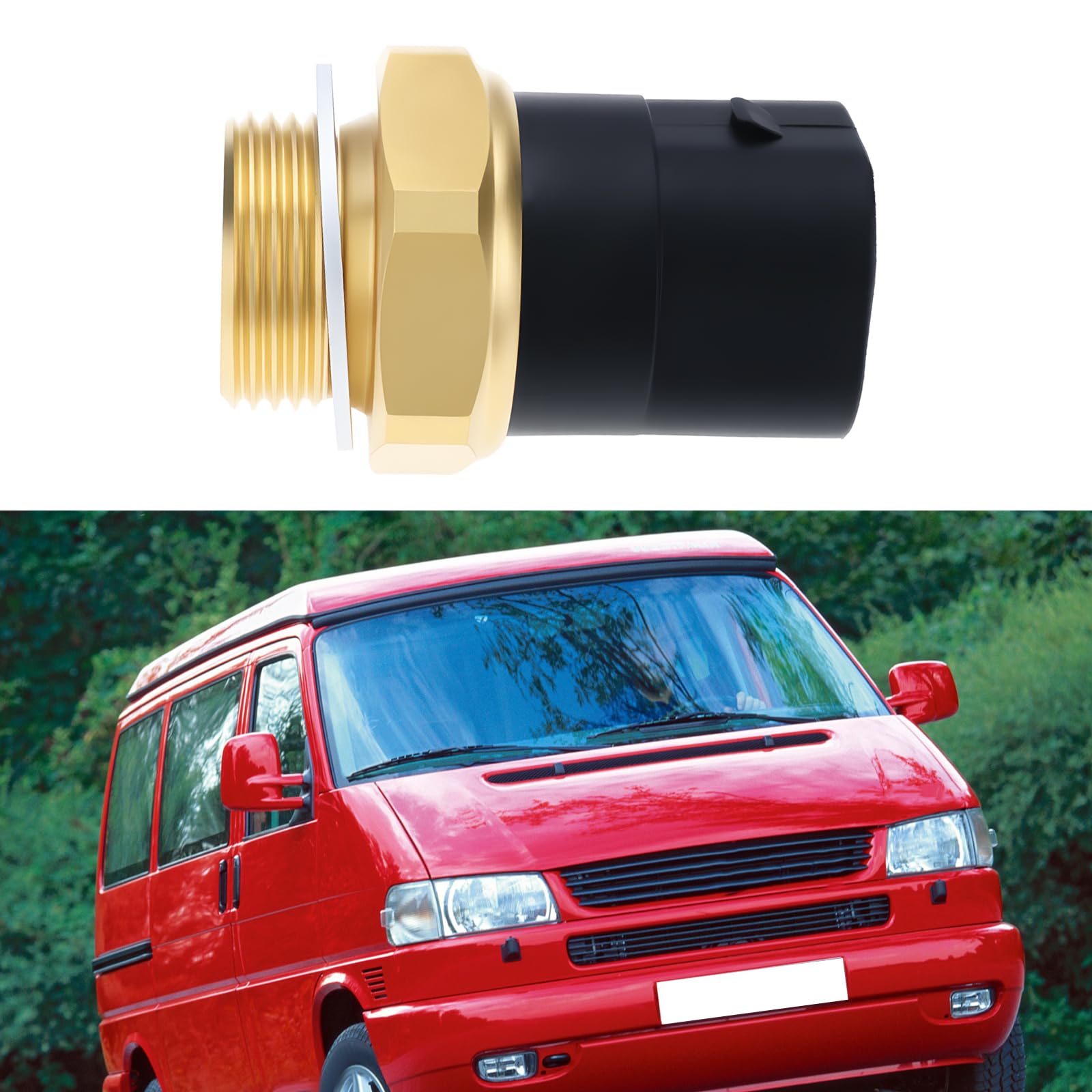 Interruptor térmico del ventilador del radiador del coche 701959481 M22x1.5 12V con anillo de sellado compatible con VW Transporter T4 1990-2003