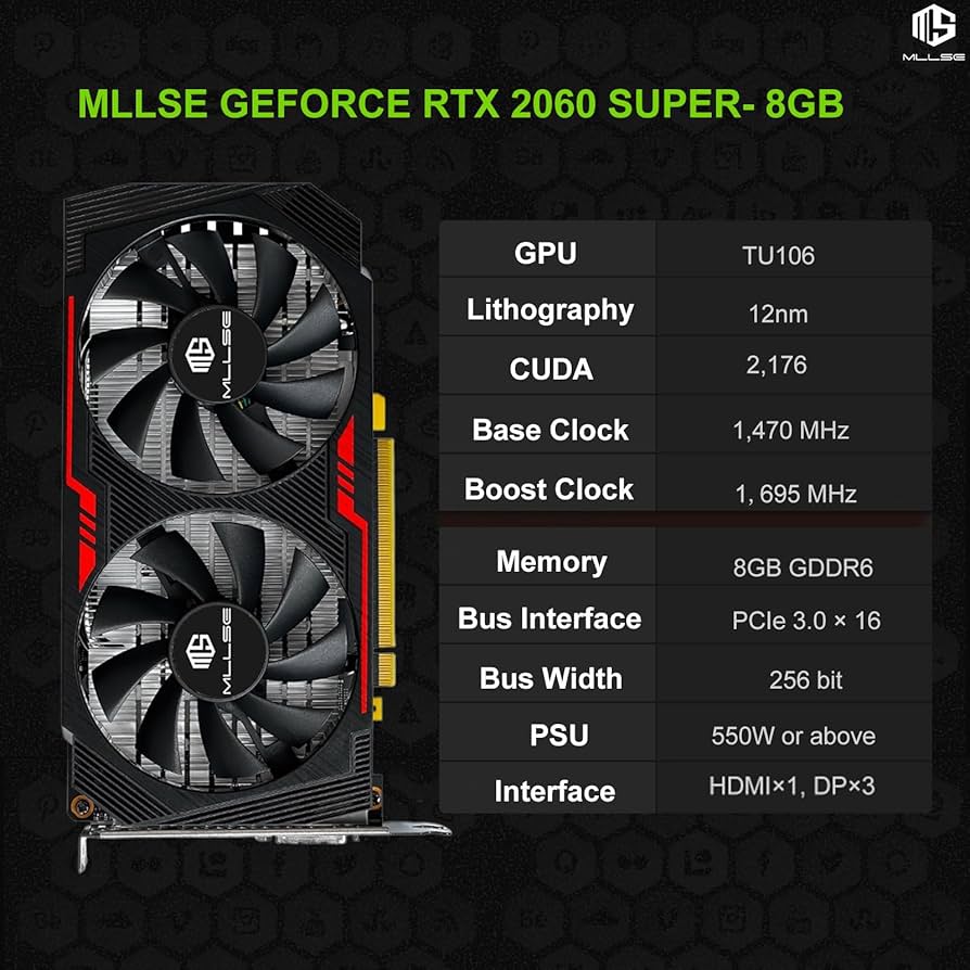 Amazon.com: Mllse RTX 2060 Super Graphics Card, 8GB GDDR6 256bit