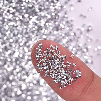 HUETFAT 8800Pcs Silver Pixie Nail Crystals Rhinestones-1.2mm Micro Gems Glitter Beads for Nails-Mini Sand Nail Diamonds Stone Swarovski Shine-Sugar Glass Crystals Tiny Jewels Bling Charms for Nail Art