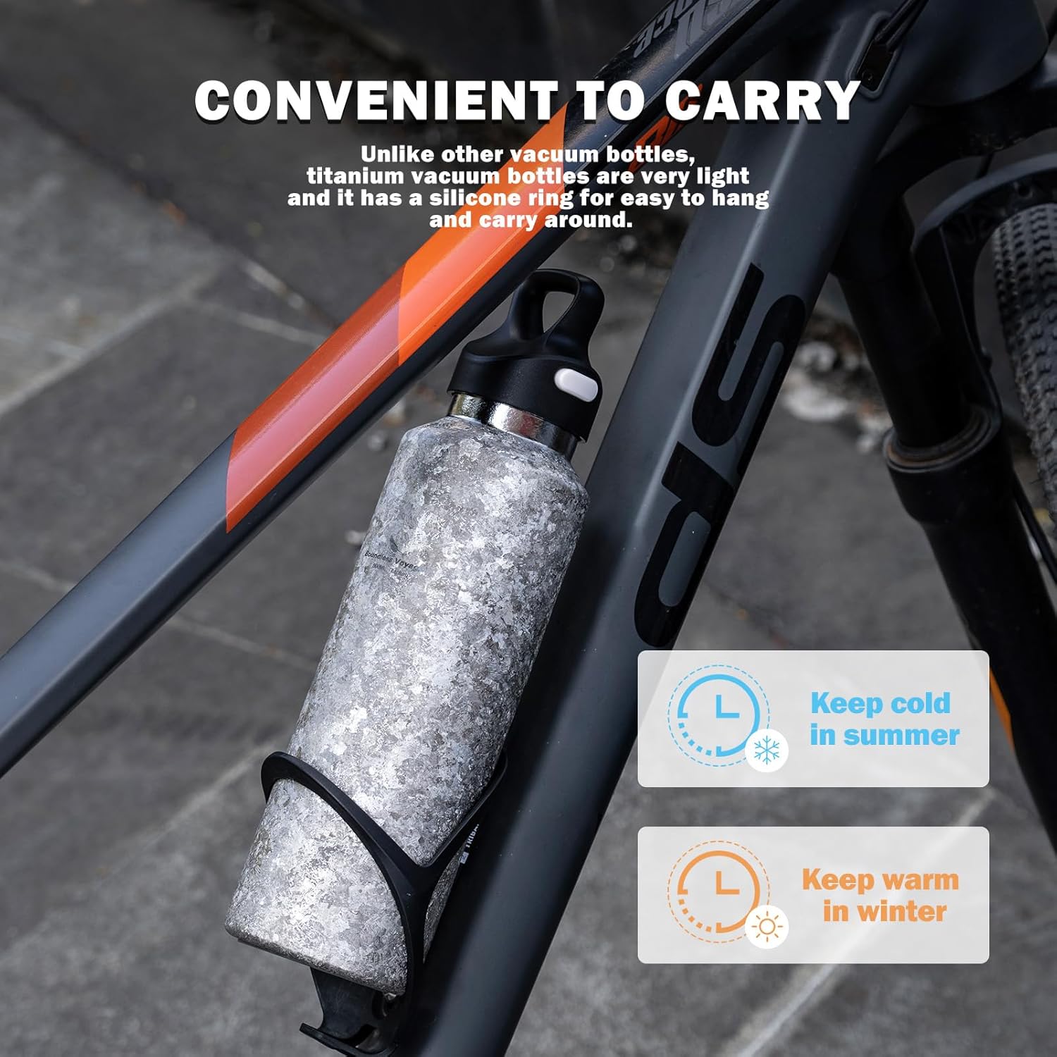 Boundless Voyage Titanium Vacuum Water Bottle Double-Walled Insulated Cup Lightweight and Leak-Proof Travel Outdoor Office School Sport Bottle (600ml silver) - Image 6