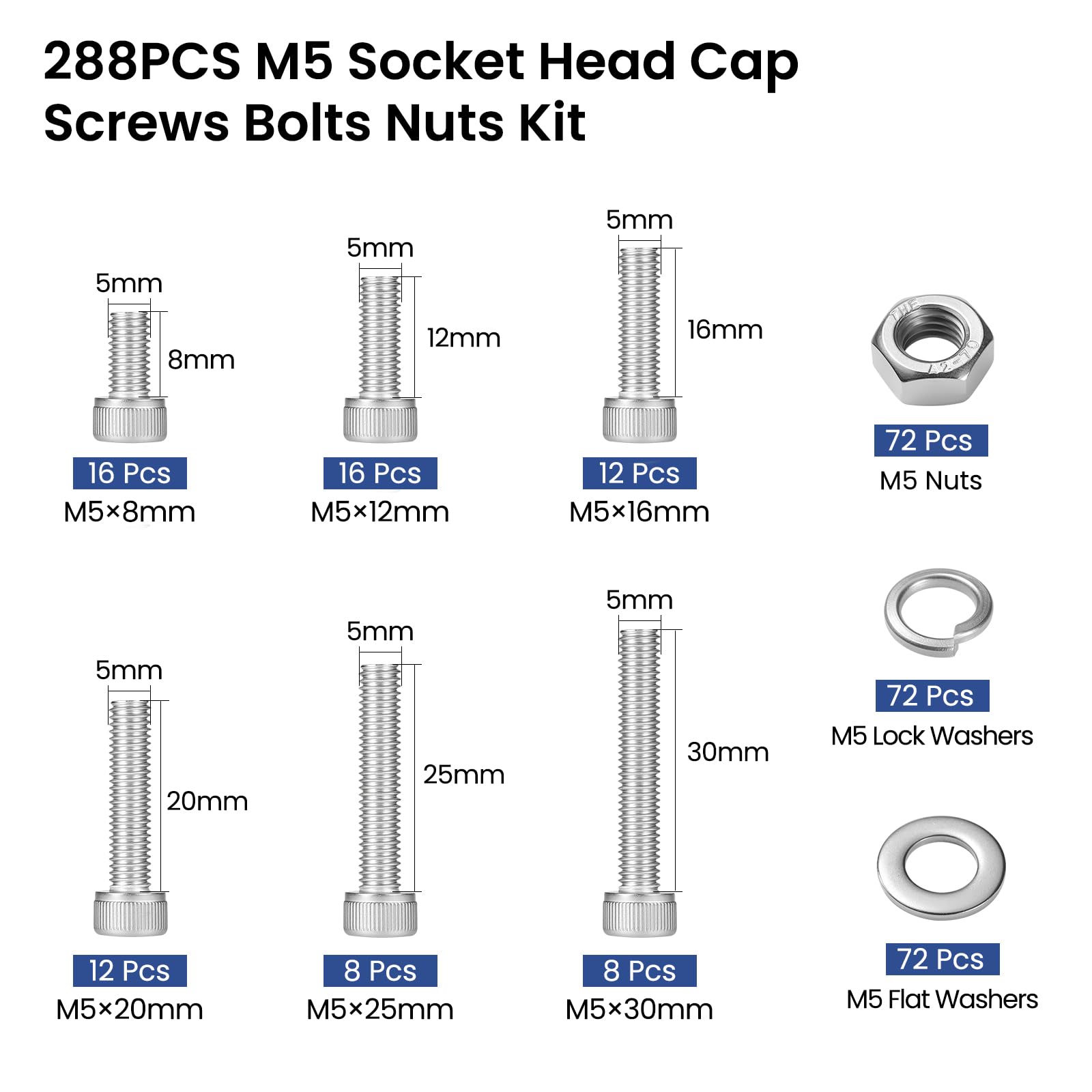 288 PCS M5 Stainless Steel Screws Kit - Buy Now! -2
