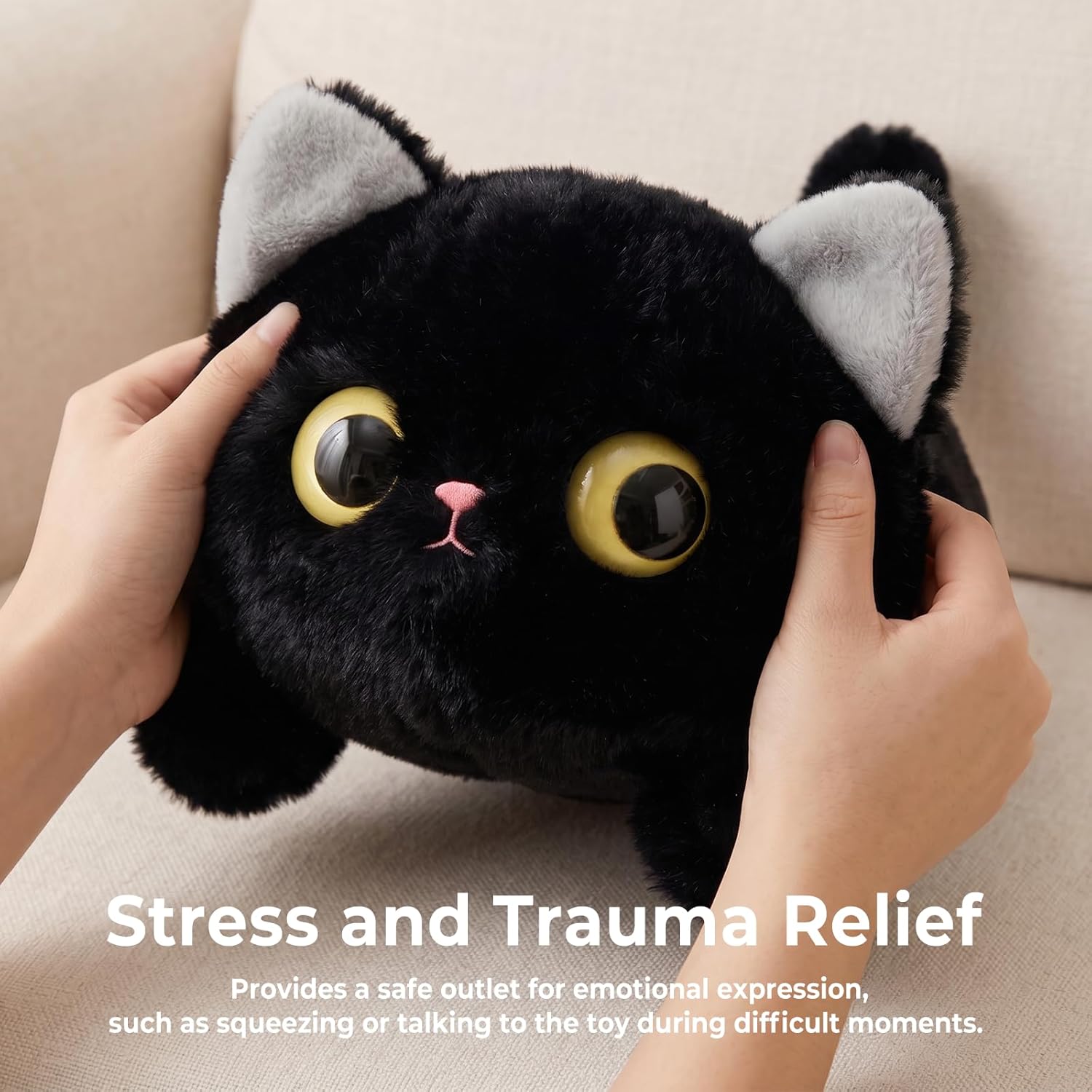 Ditucu Cute Black Cat Plush Soft Kitten Kitty Stuffed Animal Plushies Toys Dolls Gifts for Kids 7.5 inch image 2