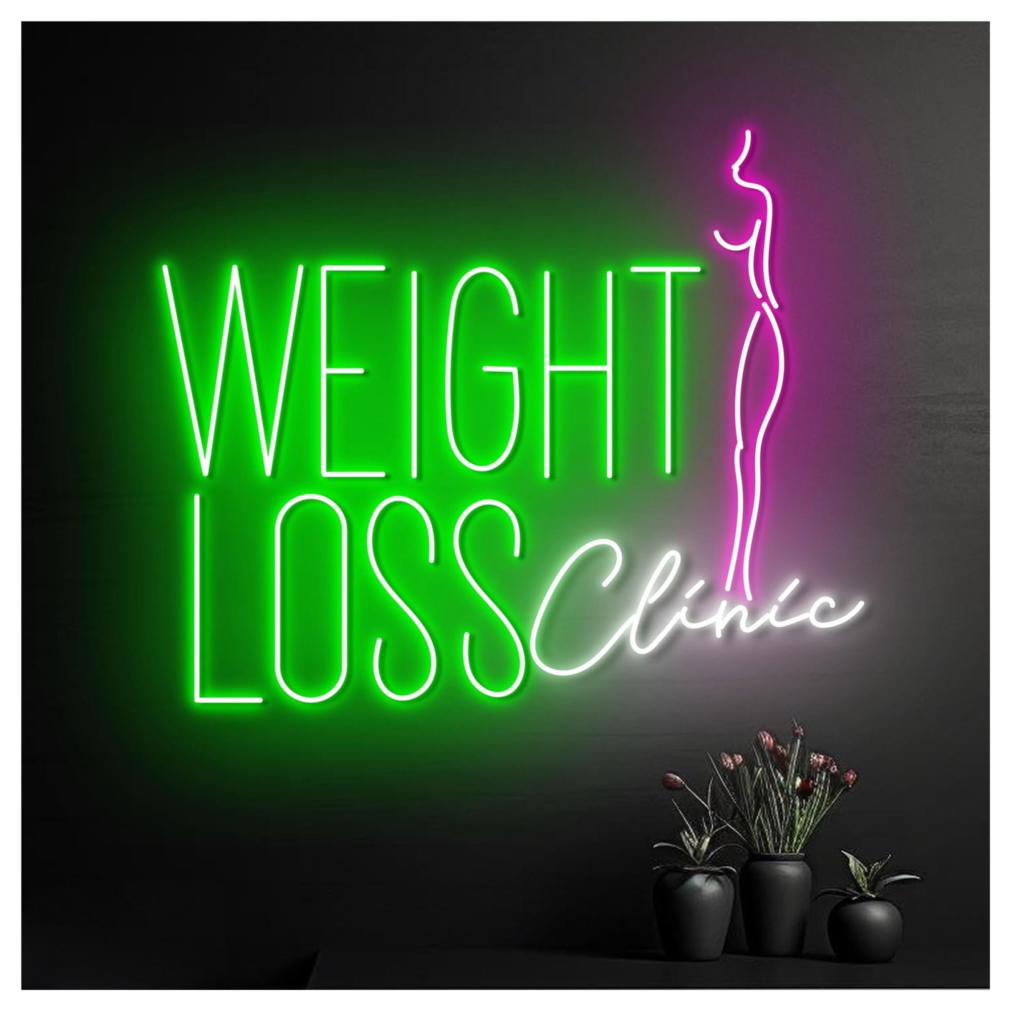 SHOUXI Sign Lamp Weight Loss Clinic Neon Sign, Suitable for Fitness Studio Shop Decor with Dimmable 50cm