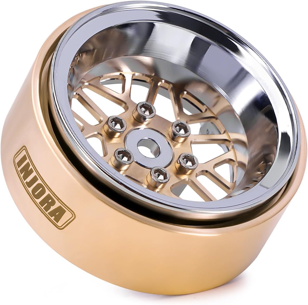 INJORA ModuWheel 1.3” Negative Offset Brass & Aluminum Beadlock Wheels Rim for 1/18 1/24 RC Crawlers TRX4M SCX24 Upgrade