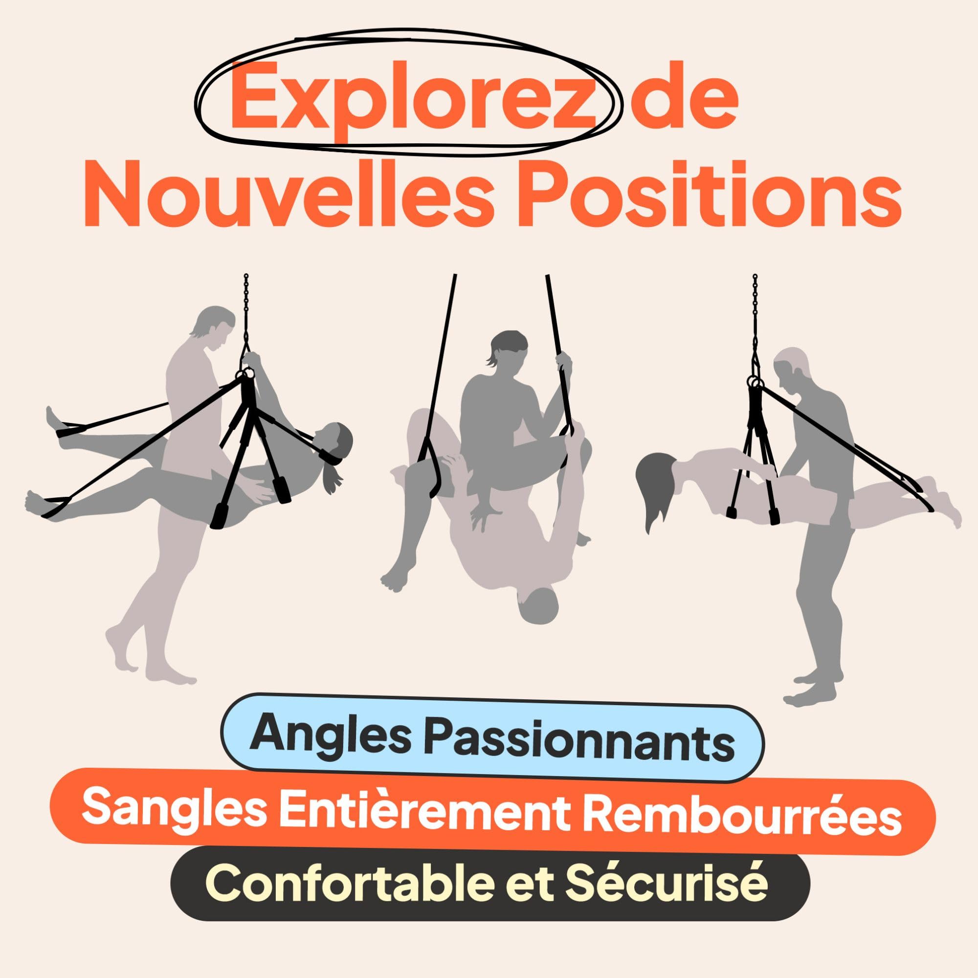 obaie Balançoire Sexuelle Adulte pour Couple Deluxe - Balancoire Sexuelle Suspendue Plafond - Meuble Sexuel et Accessoires Adulte pour BDSM - Balancoire de l'Amour Accessoires Sexualité Couple
