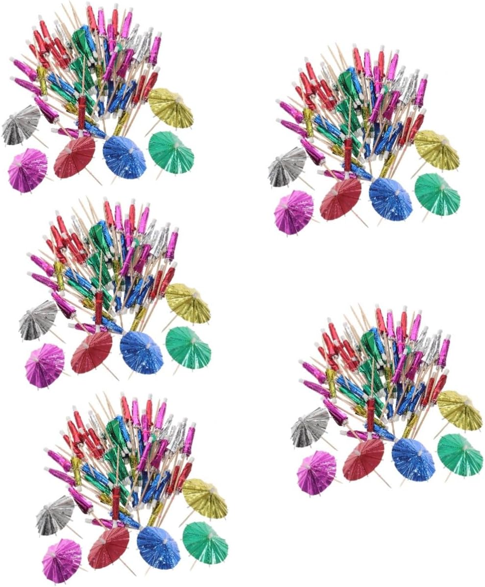 MAGICLULU 250pcs Hawaiian Cocktail Umbrella Picks for Appetizers Fruit Decorations and Party Favors for Luau Weddings and Celebrations Safe and Materials