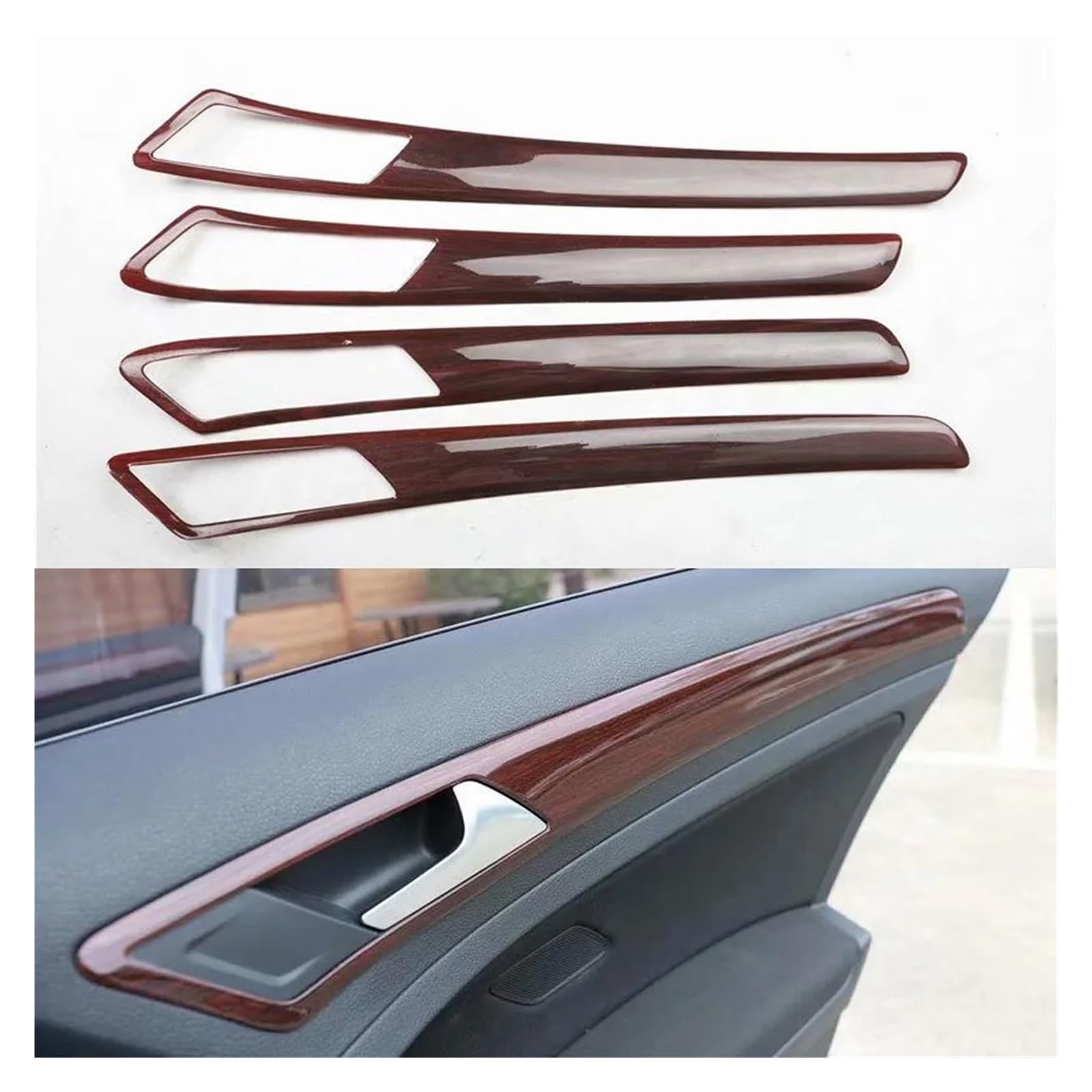 Accessoires D'intérieur 4 Pièces/ensemble Poignée Porte Intérieure Voiture Bandes Bol Moulure Garnissage Pour VW Pour Golf 7 2014-2018(Wood Color)