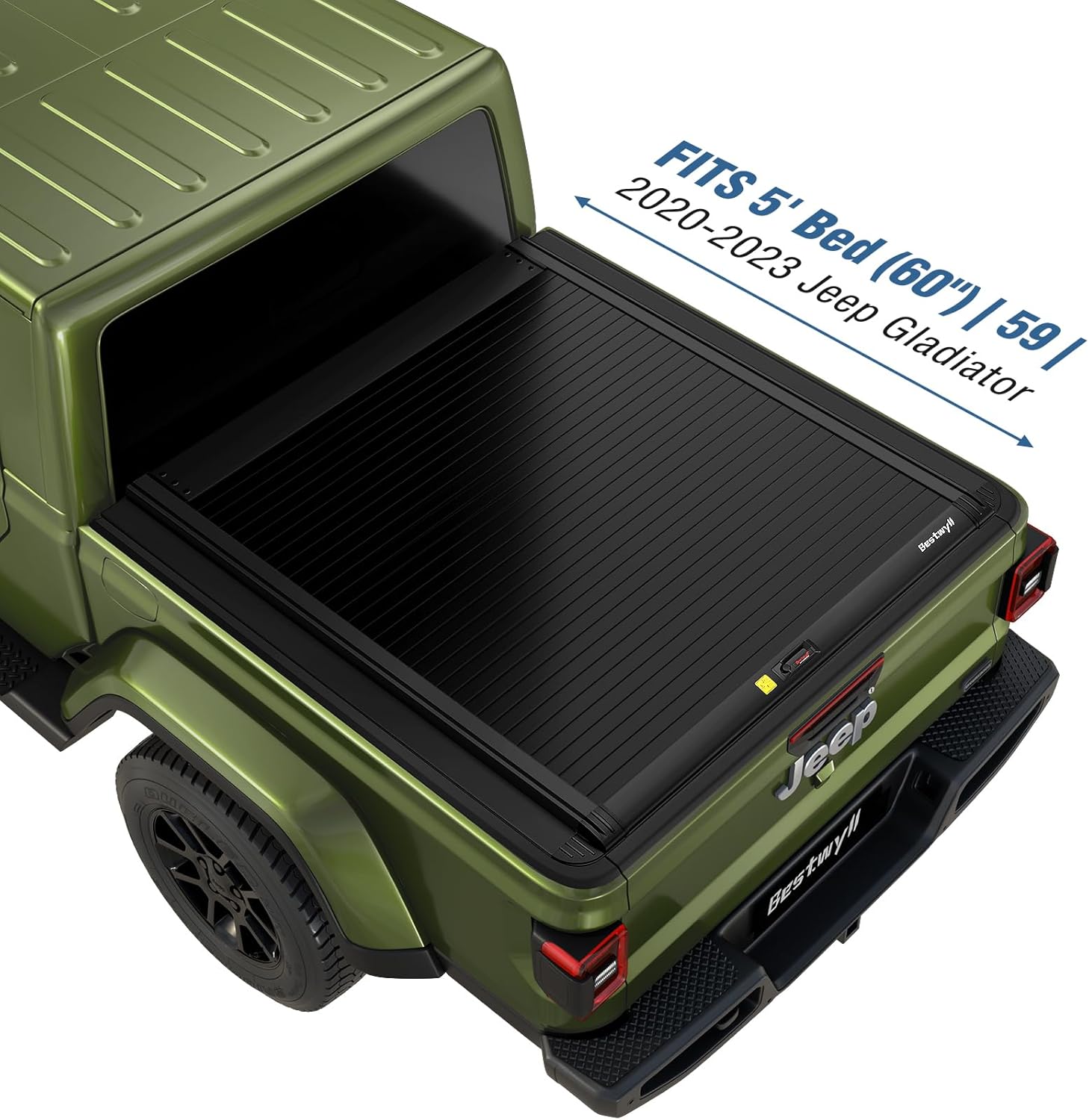 Bestwyll Retractable Hard Truck Bed Tonneau Cover Fits 2020-2025 Jeep Gladiator 5ft Bed (60.3") Waterproof Off Road Overlanding Aluminum Alloy | K59 |