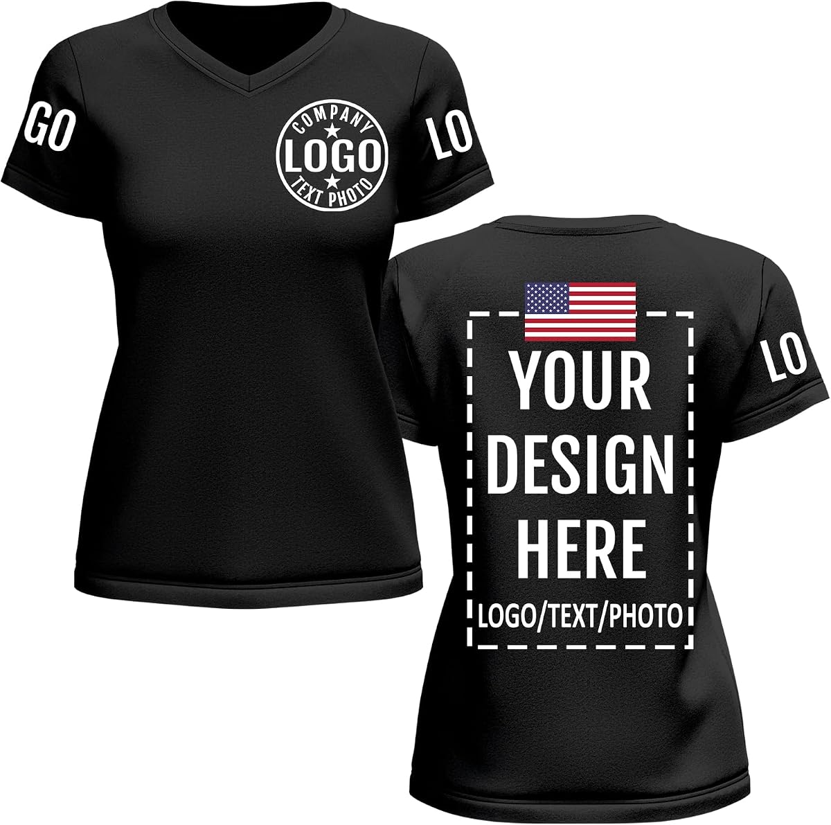 Camisetas personalizadas Camisetas personalizadas para mujeres - Camiseta personalizada a granel para el equipo comercial de la empresa Agregar texto con foto del logotipo