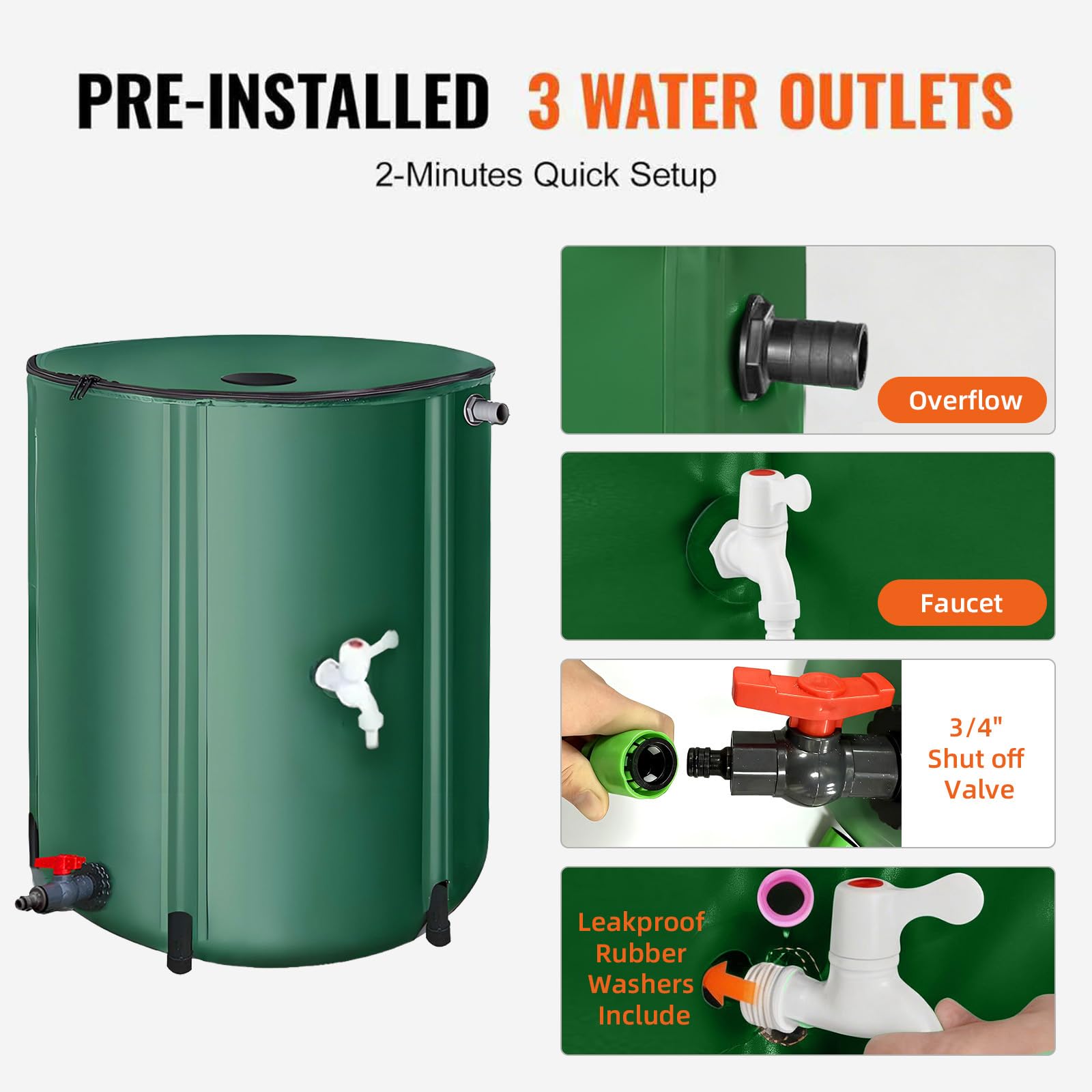 Sistema De Recolección Agua De Lluvia Plegable Con Barril - Tanque De Almacenamiento De Agua Portátil, Bajante Para Lluvia Contenedor Recolector De Con Filtro,380L