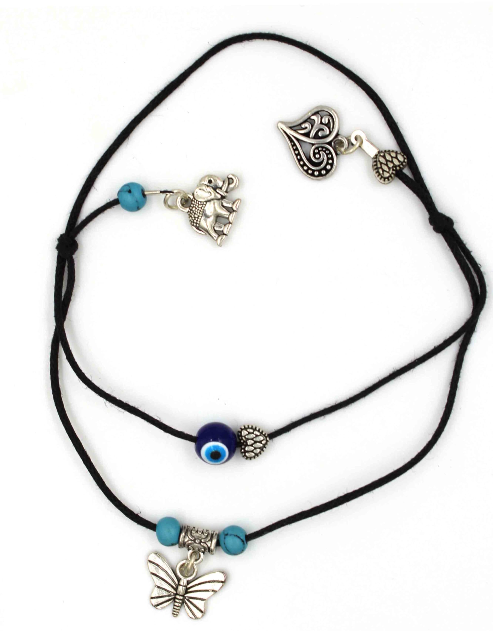 GURJARI JEWELLERS Black Thread Anklet with EvilEye and Oxidised Beads with Unique style for Women/nazariya Anklet (B0CMP7ZMH2) Amazon Price History, Amazon Price Tracker