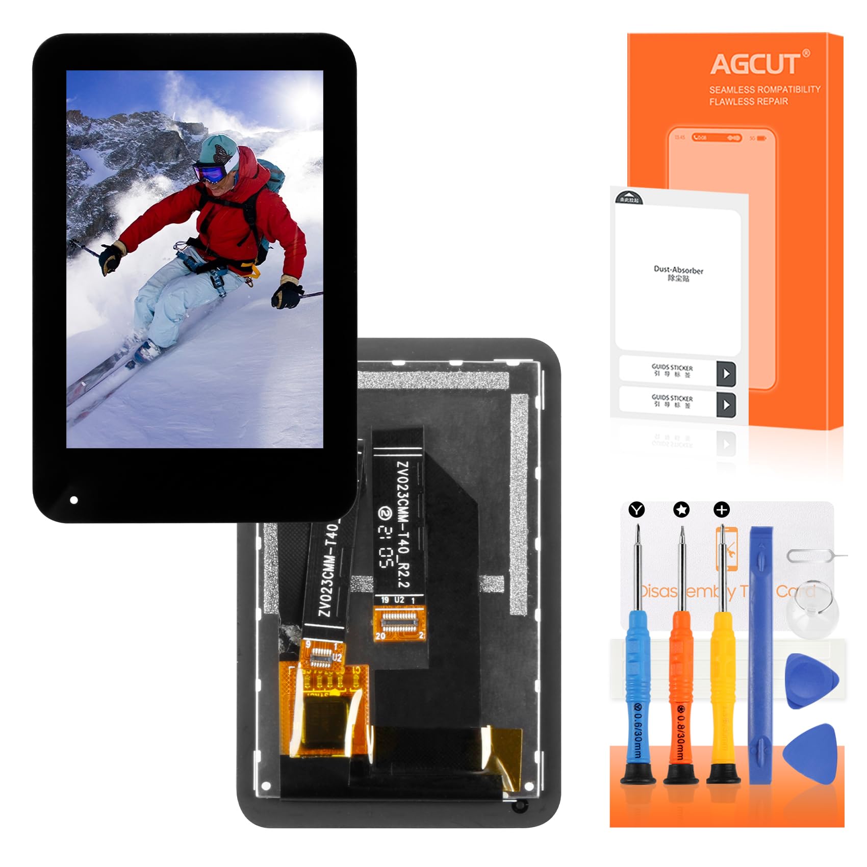 AGCUT LCD Display pour GoPro Hero 9/10/11/12 Écran de Rechange, sans Cadre | Écran LCD pour GoPro Hero 9/10/11/12 Ecran Replacement, Écran Tactile Montage Complet avec Réparation