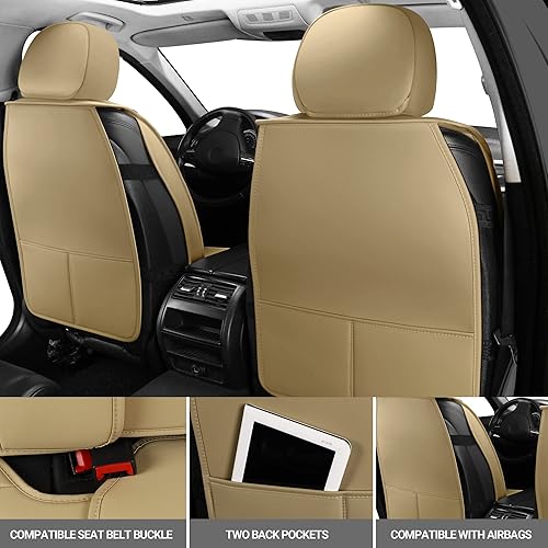 Miniatura 2 de AOOG Fundas de cuero para asiento de automóvil, 2 piezas delanteras, fundas de asiento transpirables de piel sintética, fundas interiores