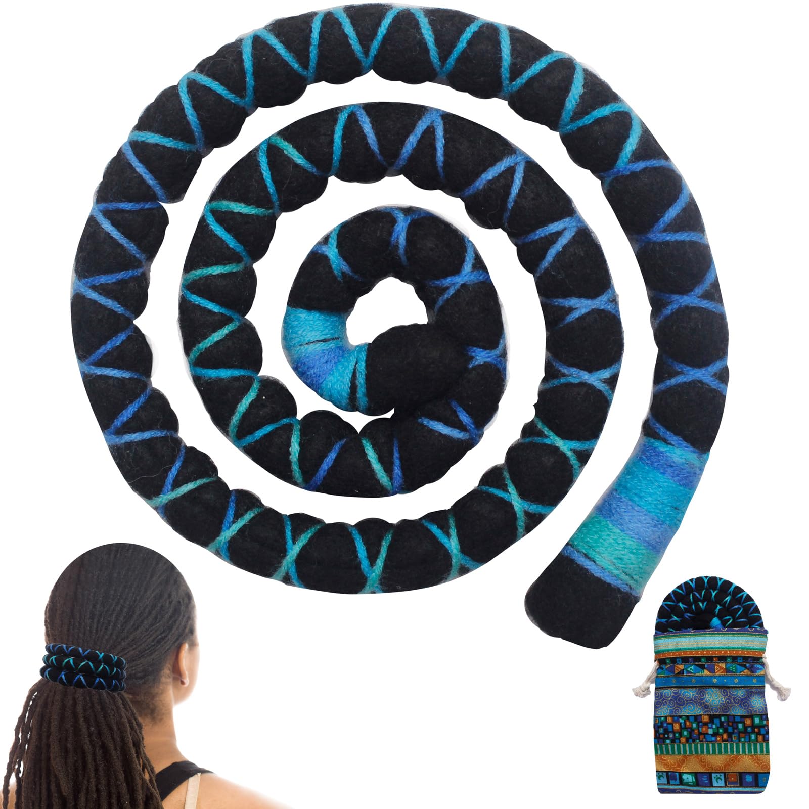 Spiral Lock Haarbinde Dreadlock Zubehör Dreadlock Haargummi für Frauen und Männer Pferdeschwanz Halter Bunte Biegbare Haarbinder Lange Dreads Dicke Lockige Haarhalter (Sternennacht)