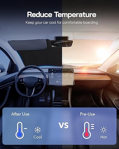 Miniatura 4 de Pigenius Parasol para parabrisas para Hyundai Santa Fe 2019-2023 (solo 5 pasajeros, no es compatible con Santa Fe XL), protección solar interior