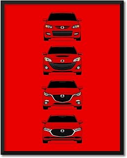 CUSTOMIZABLE COLOR: Mazda 3 Generations Inspired Car Poster - Handmade Print of MazdaSpeed3 Mazda3 (BK, BL, BM, BP) - 17x22" Metallic Print (Unframed)-Perfect Gift Car Enthusiast