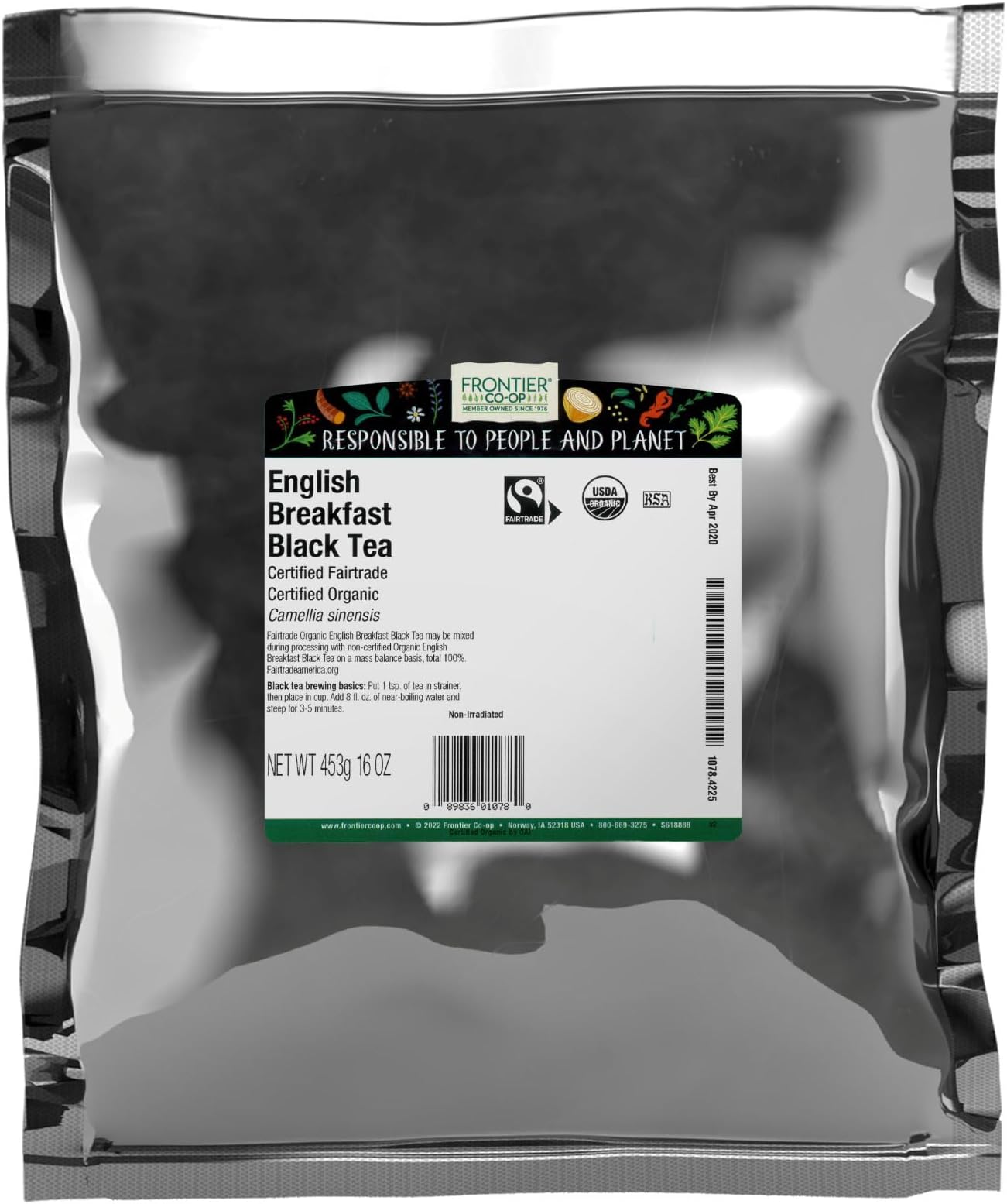 English Breakfast Black Tea, 1-Pound Bulk, Full, Robust, Malty Flavor, Kosher, Organic, Non ETO