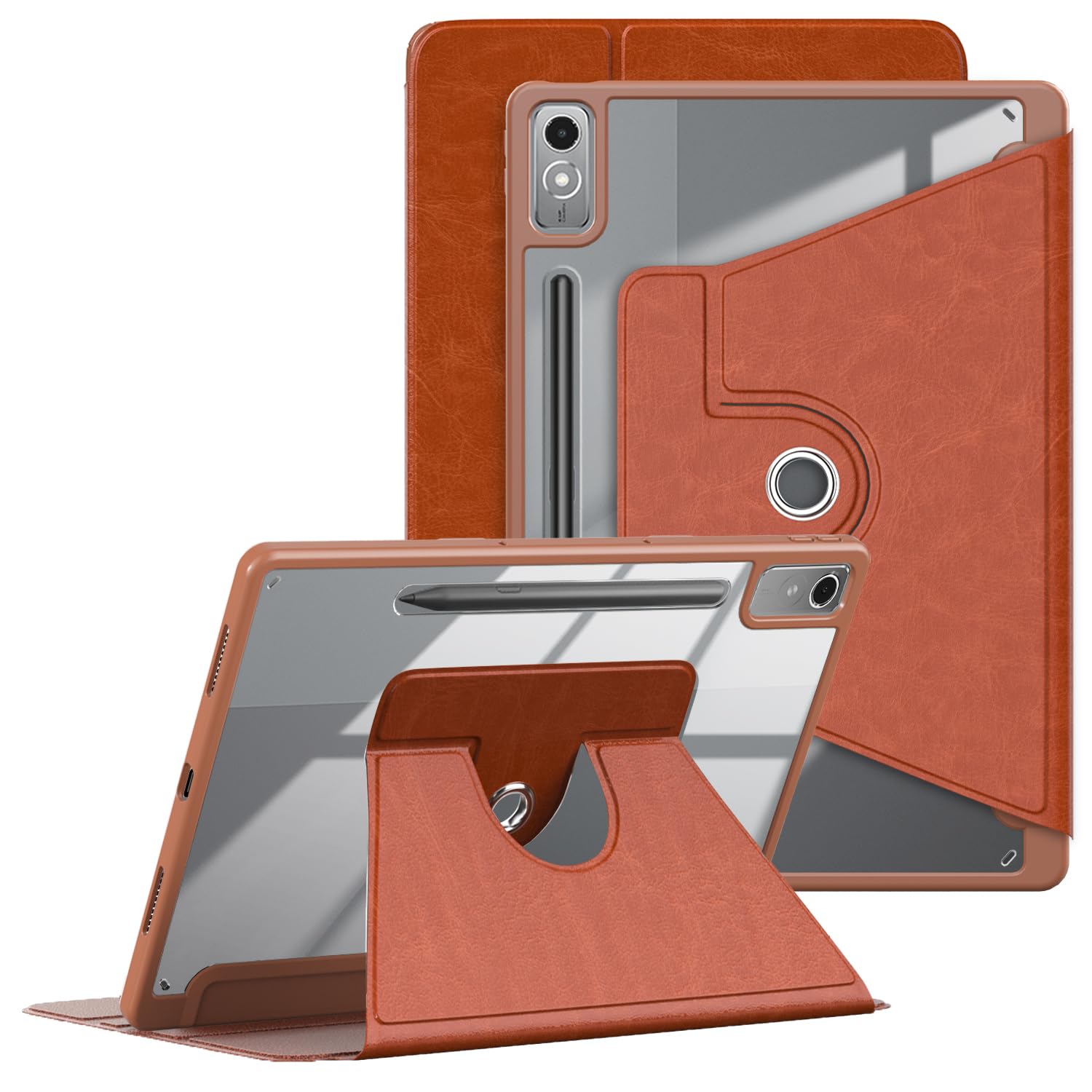 Coque rotative 360 Lenovo Tab P12 12,7 pouces TB371FC support marron - 8