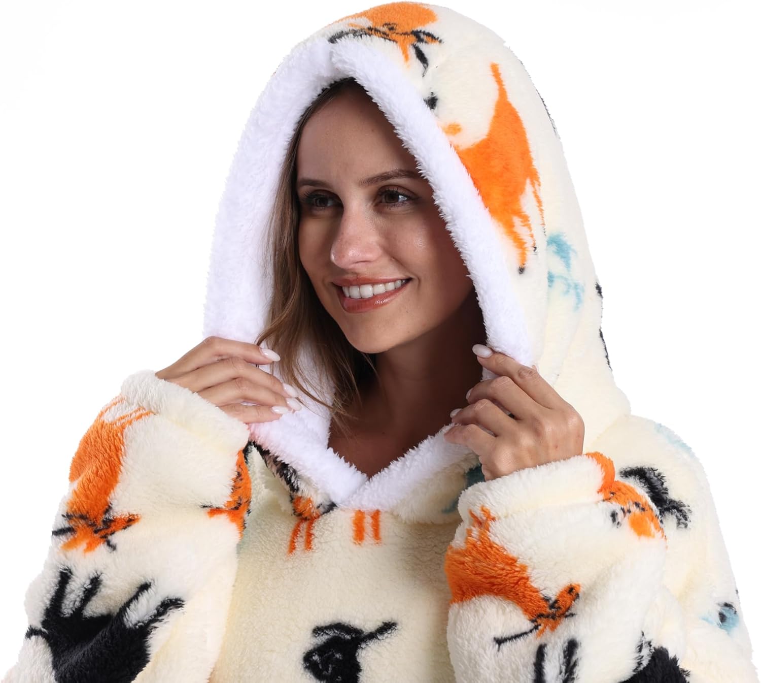 ZXIMU Blanket Hoodie, Wearable Blanket Extra Long Hoodie Blanket for Women Comfy Snugaies for women. - Image 3