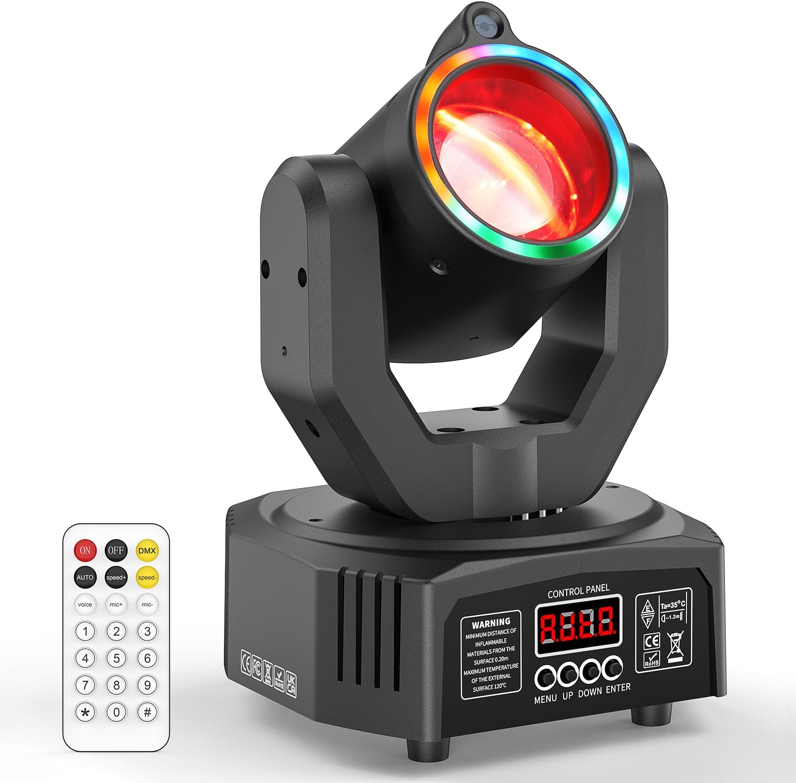 Mini Moving Head Light, 50W LED Stage Light with Remote Control - 3 * 10W RGB Beams, DMX 512 13CH Sound-Activated for DJ Parties, Home Gatherings, Small Venues