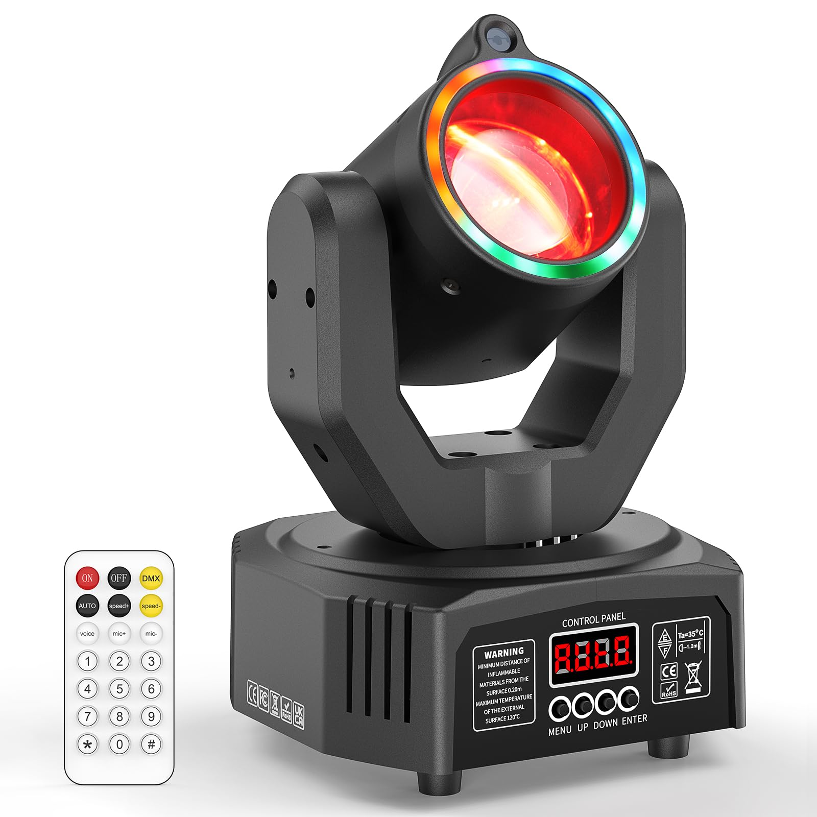 Mini Moving Head Light, 50W LED Stage Light with Remote Control - 3 * 10W RGB Beams, DMX 512 13CH Sound-Activated for DJ Parties, Home Gatherings, Small Venues