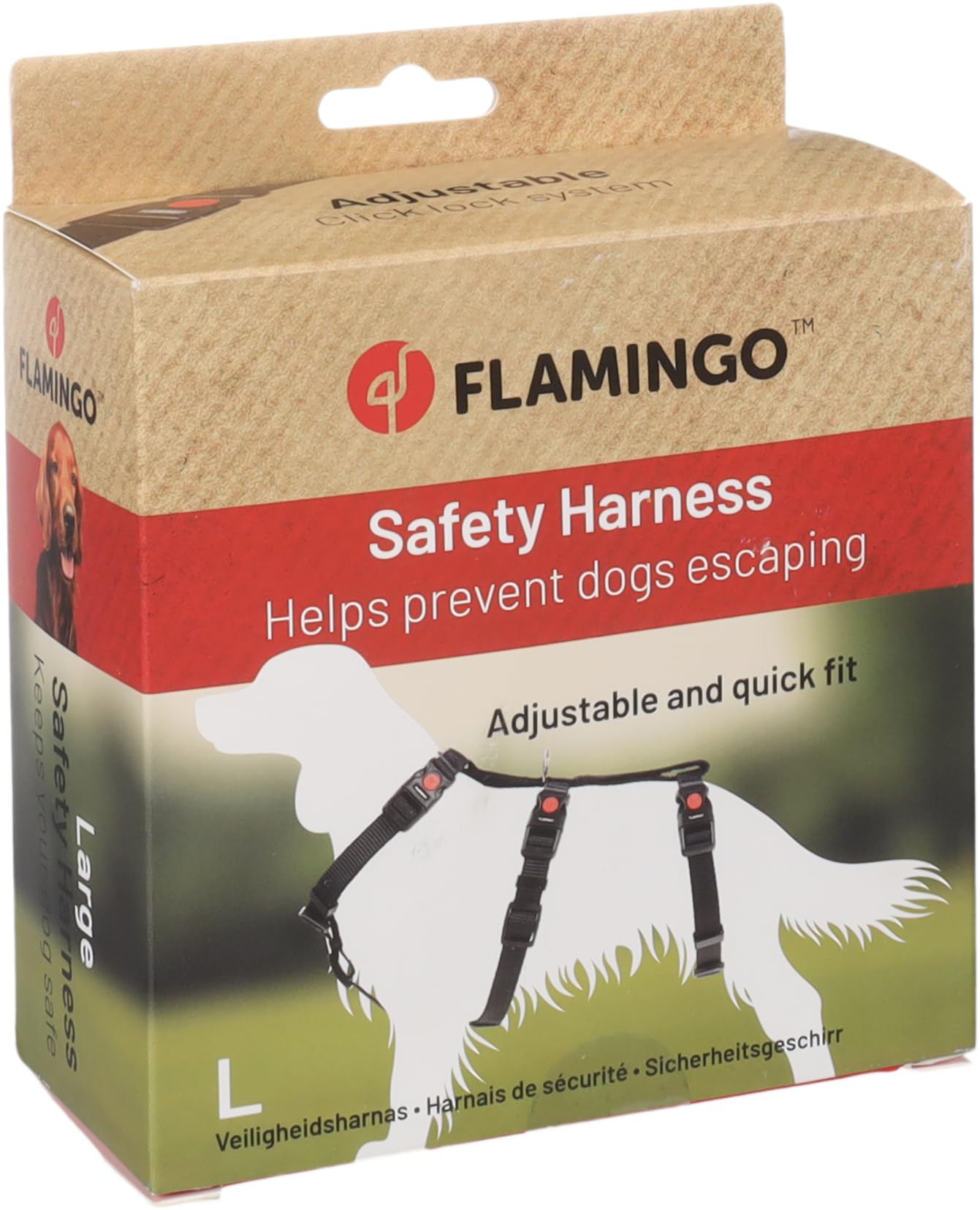 Dog Safety harness Zera Black L 60-85cm 70-100cm 56-95cm 25mm