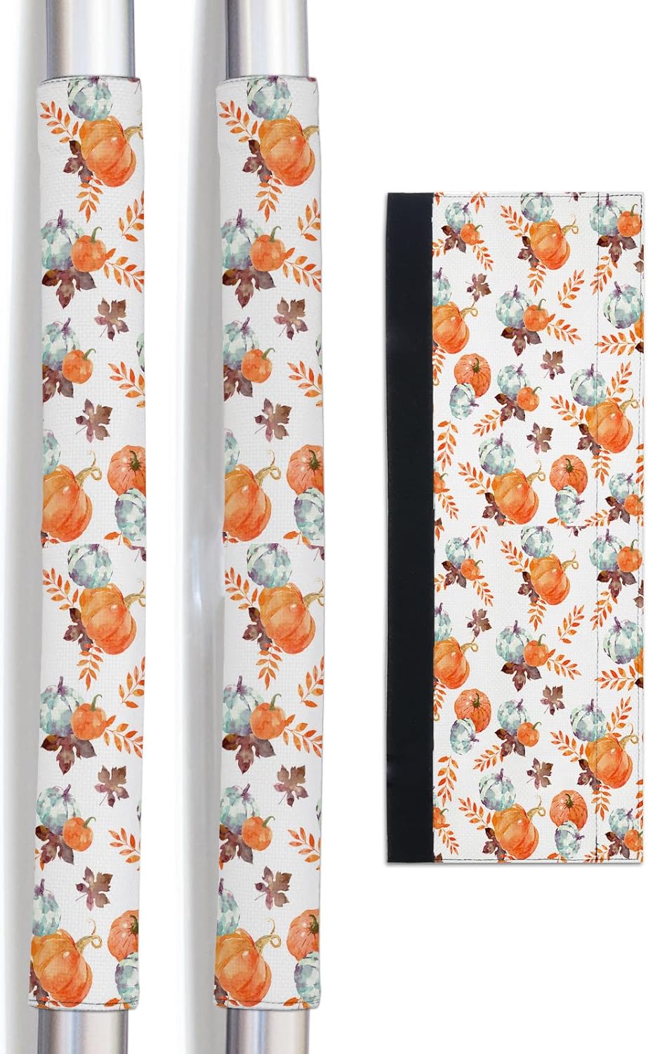 Orange Teal Pumpkin Refrigerator Door Handle Covers Set of 2 for Dishwasher Microwave Oven Fridge Stove Appliance Door Handles,Washable Kitchen Decor Accessories,Thanksgiving Fall Teal Maple Leaves