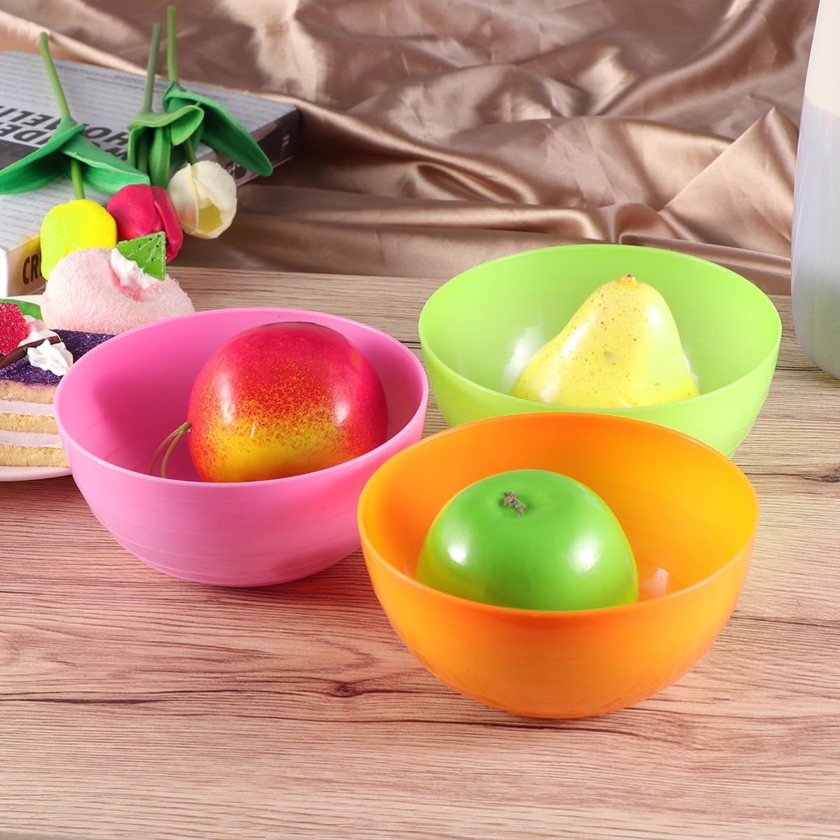 6pcs Reusable Plastic Snack Bowl round Party Serving Dish