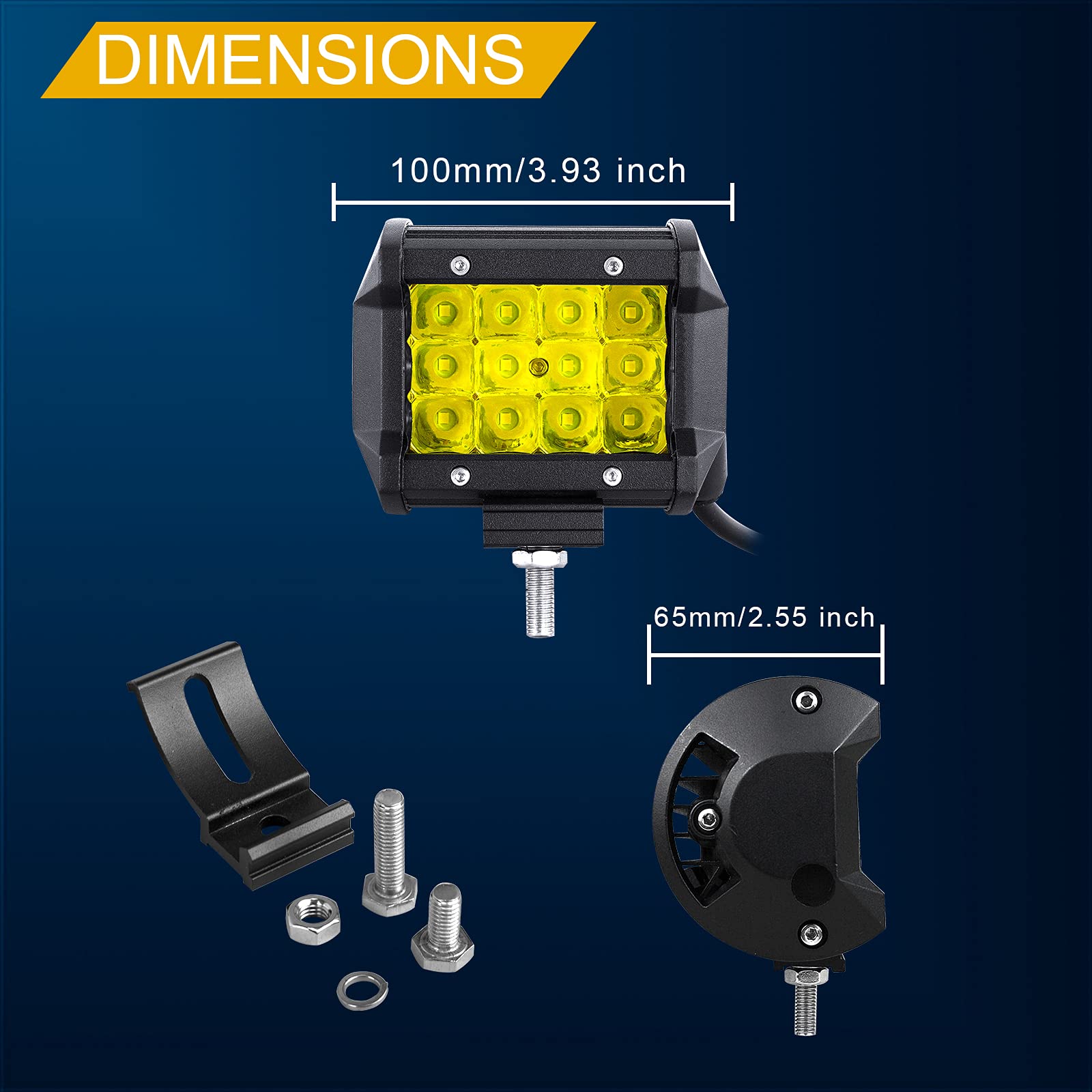 Willpower 2pcs 10cm 36W Faro da Lavoro LED 12V 24V Cubo Faretto LED Spot Luci di Lavoro Impermeabile Fari Led Fendinebbia Luci per Trattore Auto Fuoristrada Camion ATV Barca 4x4