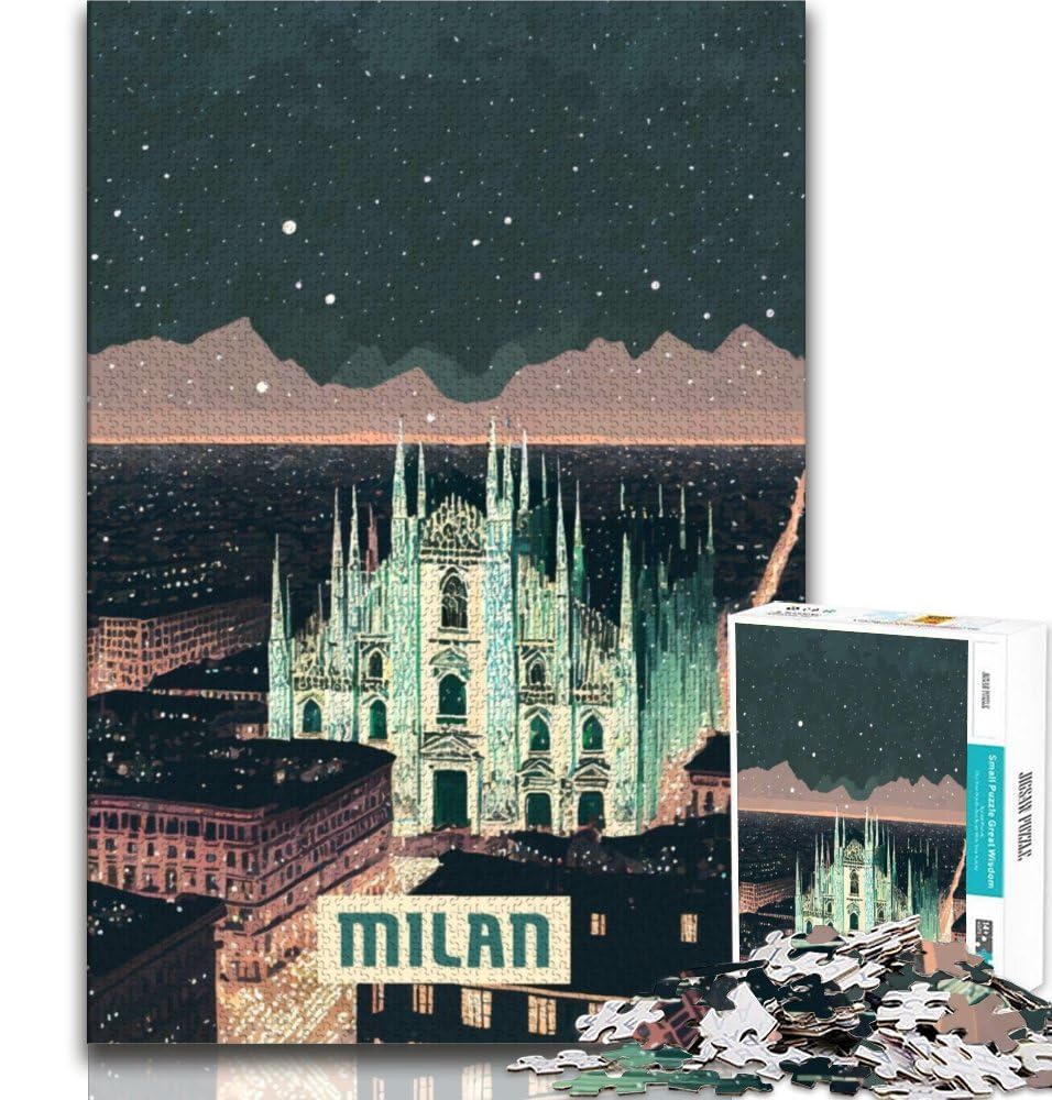 Milan Jigsaw Puzzles for Teenagers 1000 Piece,Family Game Stress Reliever Difficult Challenge Artists Collection,Fine Art 38x26cm