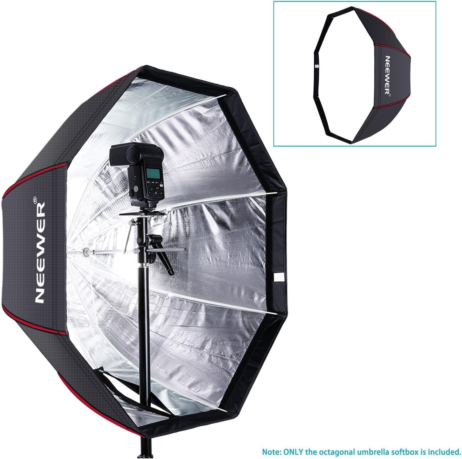 Neewer 32" / 80cm Octagonal Softbox Umbrella for Speedlite Studio Flash (Black/Red)
