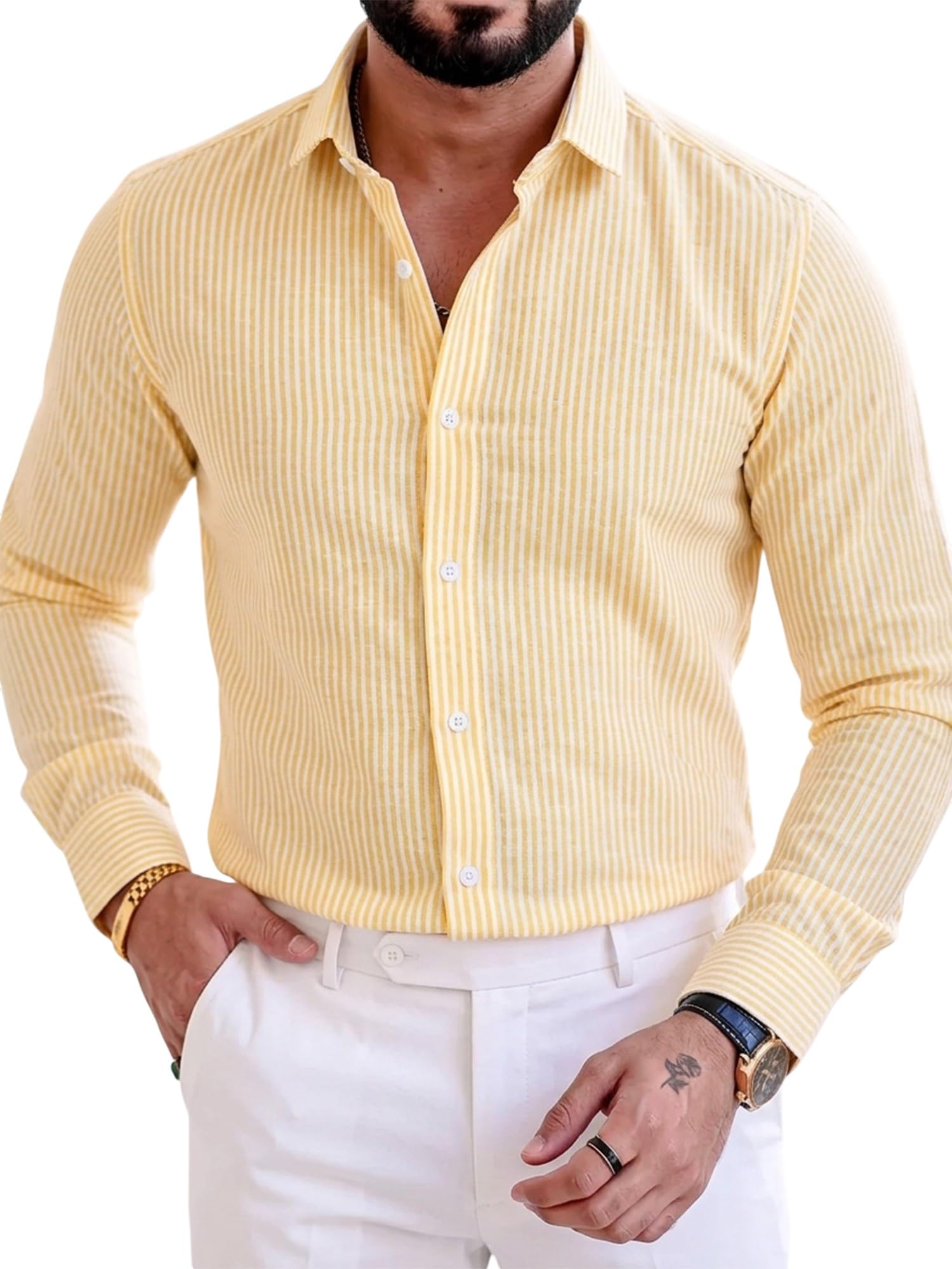 babirusa Oxford Striped Regular Fit Full Sleeve Collared Neck Casual Wear Comfortable Shirt for Men-picture-44
