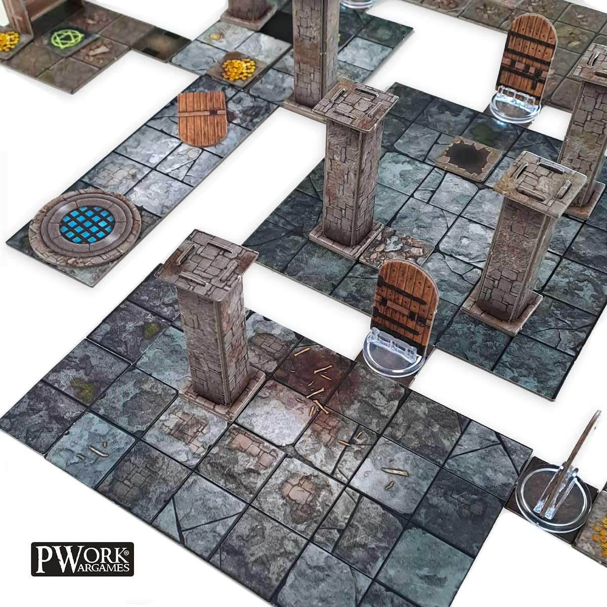 The Dungeon RPG modułowe płytki mapowe, dwustronne płytki kartonowe