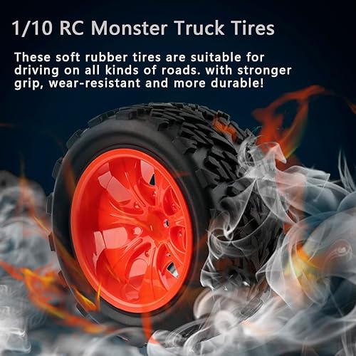 Miniatura 6 de 4 piezas RC 1/10 Monster Truck Neumáticos de 0.472 in Hex RC Ruedas y neumáticos para 1/10 Off Road RC Truck Traxxas Stampede Redcat Arrma OD 4.724
