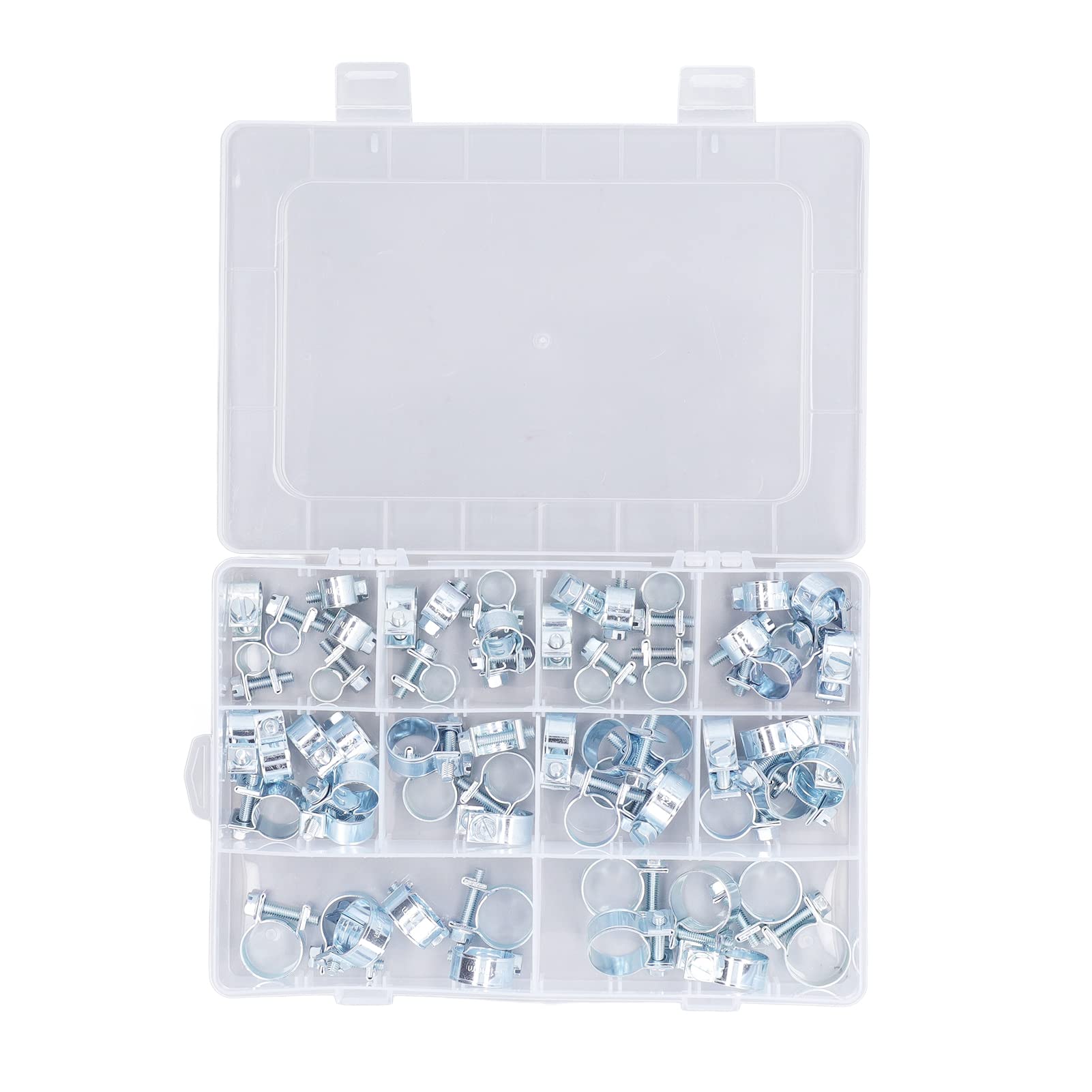 60 PCS T Hose Clamp, Adjustable Galvanised Iron Pipe Tube Clamp Tool, Abrasion Resistant, Easy Installation, for Air, Water, Fuel, Silicone Hoses