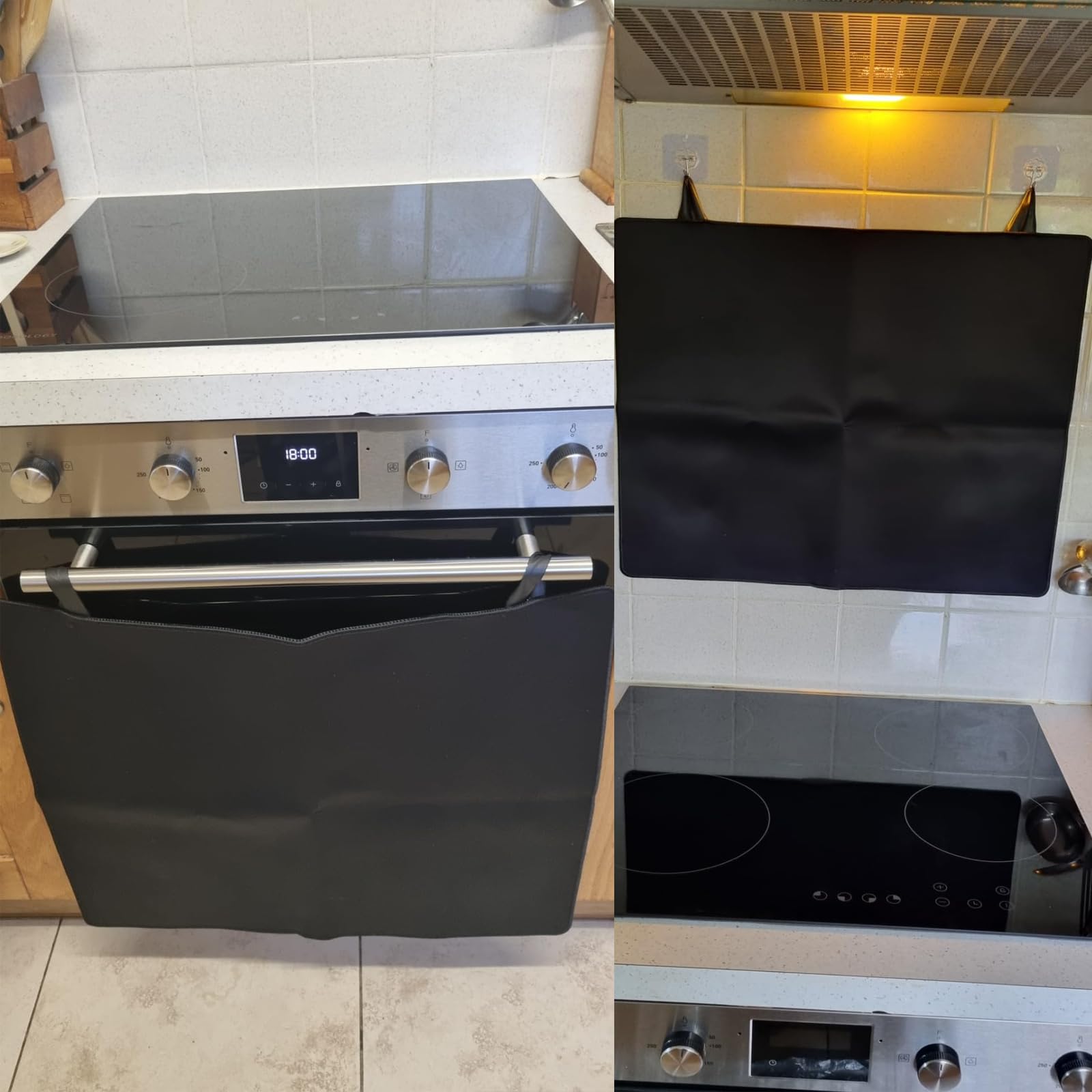 Copri Piano Cottura Induzione 61x53cm - Tappetino Silicone Antiscivolo Con Ganci