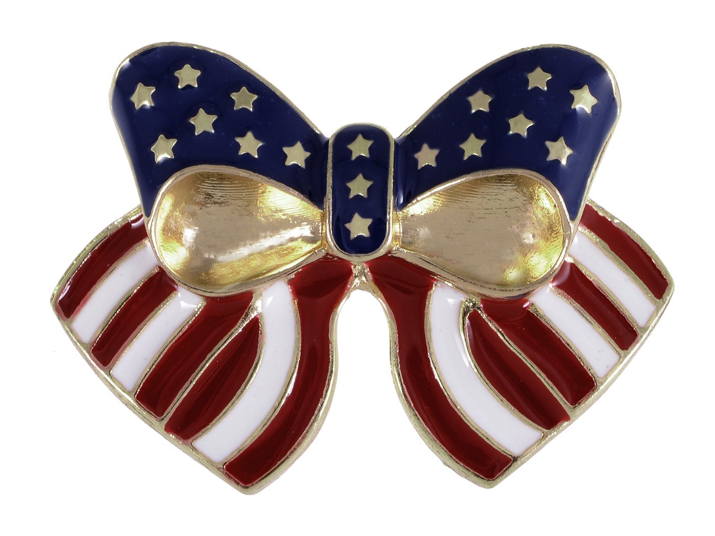 Alilang Silver Tone Crystal Rhinestone 4th of July American USA Flag Patriotic Pin Brooch