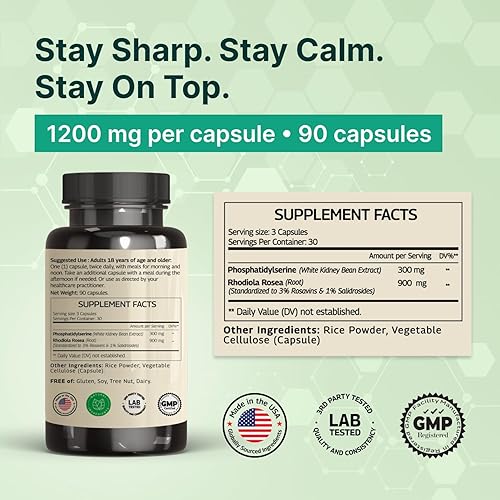 Miniatura 4 de VINATURA FosfatidilSerina 1200mg - con Rhodiola Rosea, 90 Cápsulas 30 porciones