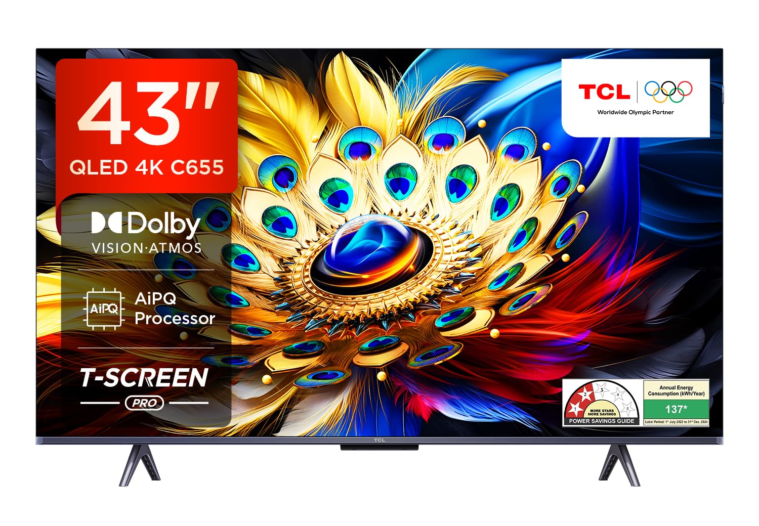 TCL 108 cm (43 inç) 4K Ultra HD Smart QLED Google TV 43C655 (Siyah