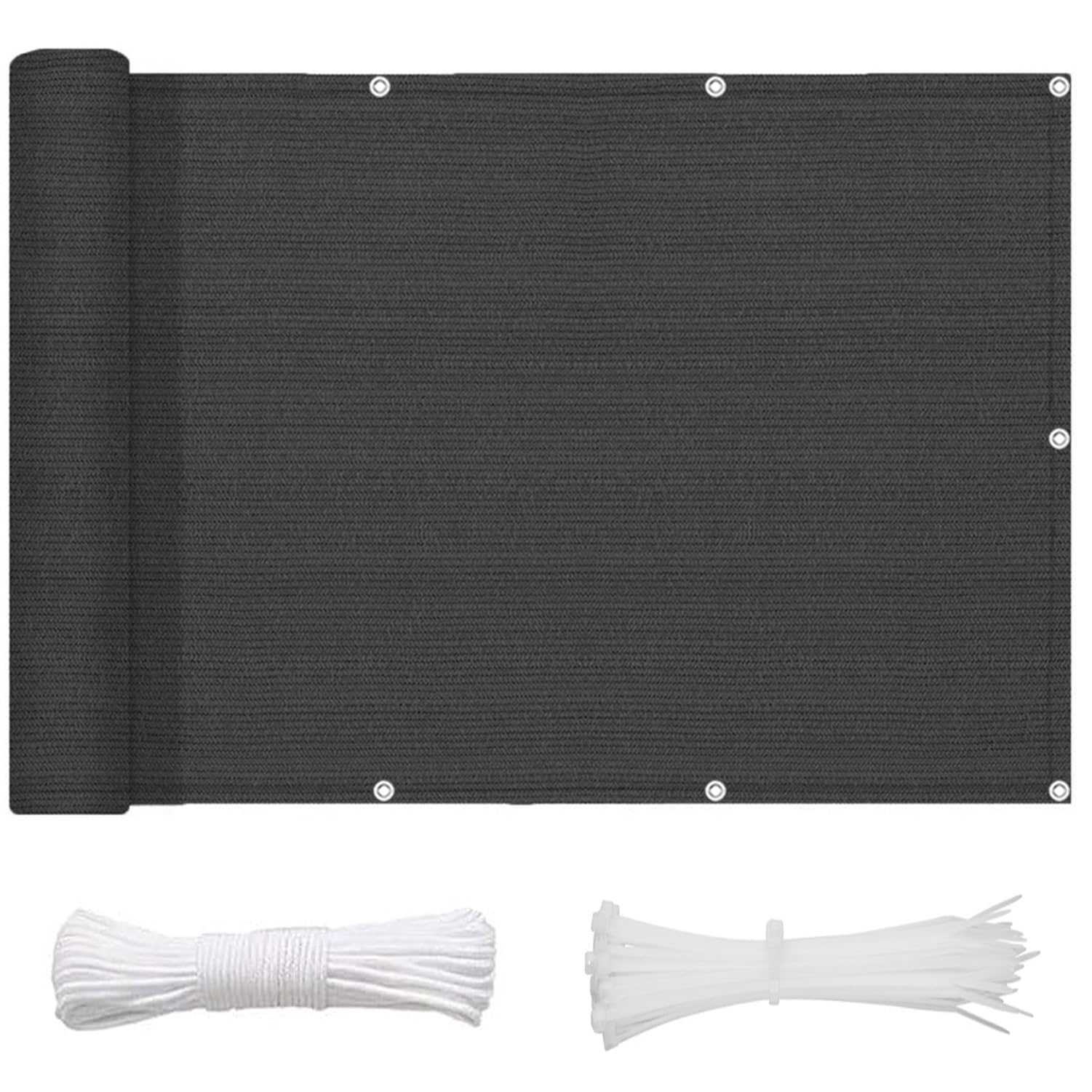 SXEVZOO Balcony Privacy Screen Narrow and Long Fence Screening Mesh Height 60/70/80cm Anti-peeping HDPE Patio & Yard Wall Privacy Protective Cover (Color : Black, Size : 70x200cm)