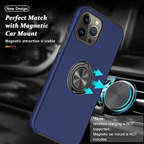 Miniatura 9 de PELEPUES Funda a prueba de golpes para iPhone 14 Pro Max, anillo de dedo integrado funda de grado militar con soporte de metal reforzado soporte