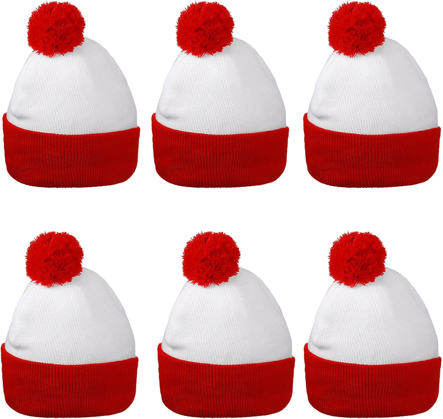 Yaomiao Christmas Hat Red White Beanie Pom Pom Cuff Knit Beanies Xmas Winter Hat for Men Women Adult