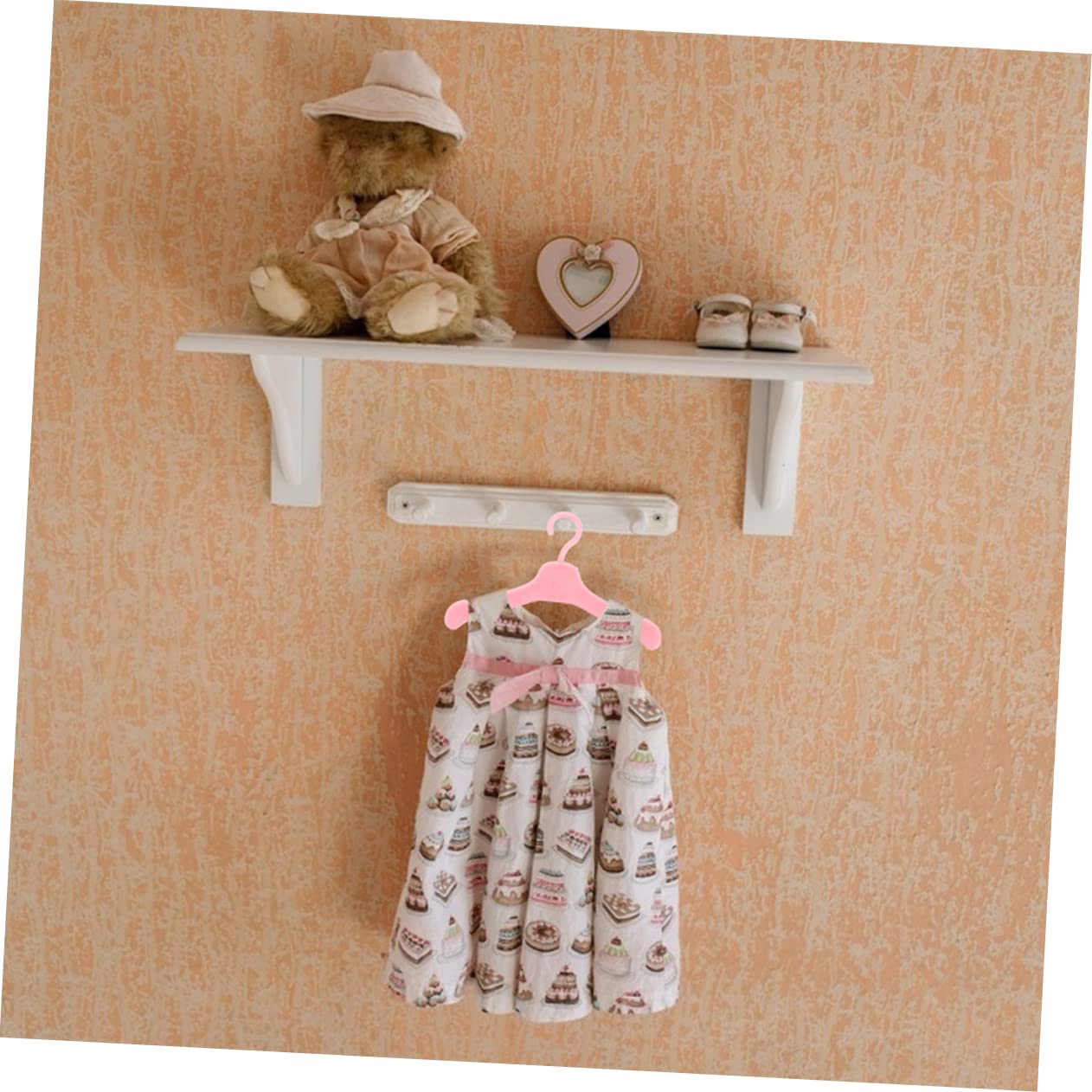 HAWILLOSCH 3sets Mini Dolls Clothes Rack Pink Boys and Girls Hangers Doll Clothing Storage 60pcs*3