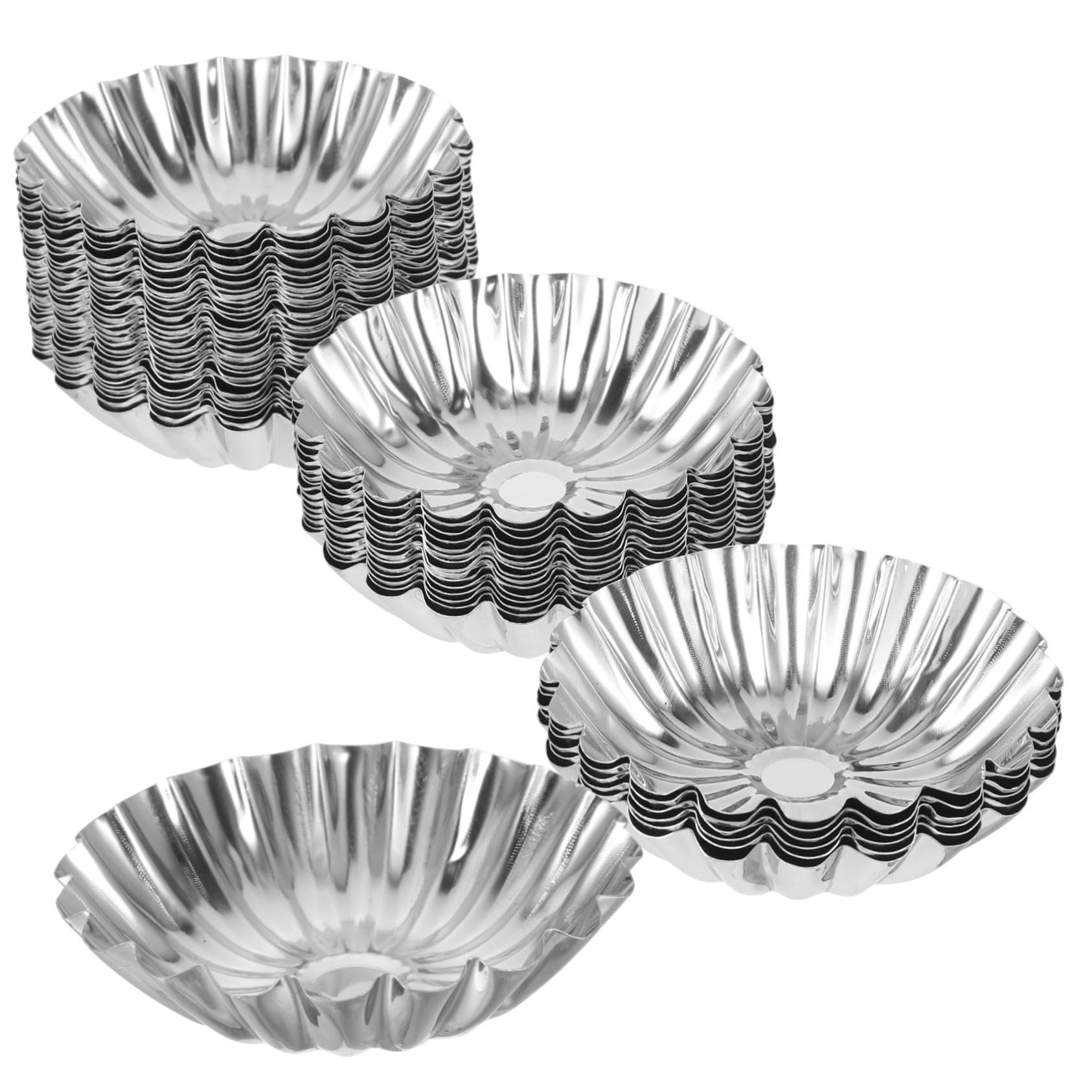 ERINGOGO 50stücke Edelstahl Kleine Tarteförmchen für Hausgemachte Eier Tarts und Desserts Antihaft Muffinformen für Bäckerei und Backliebhaber