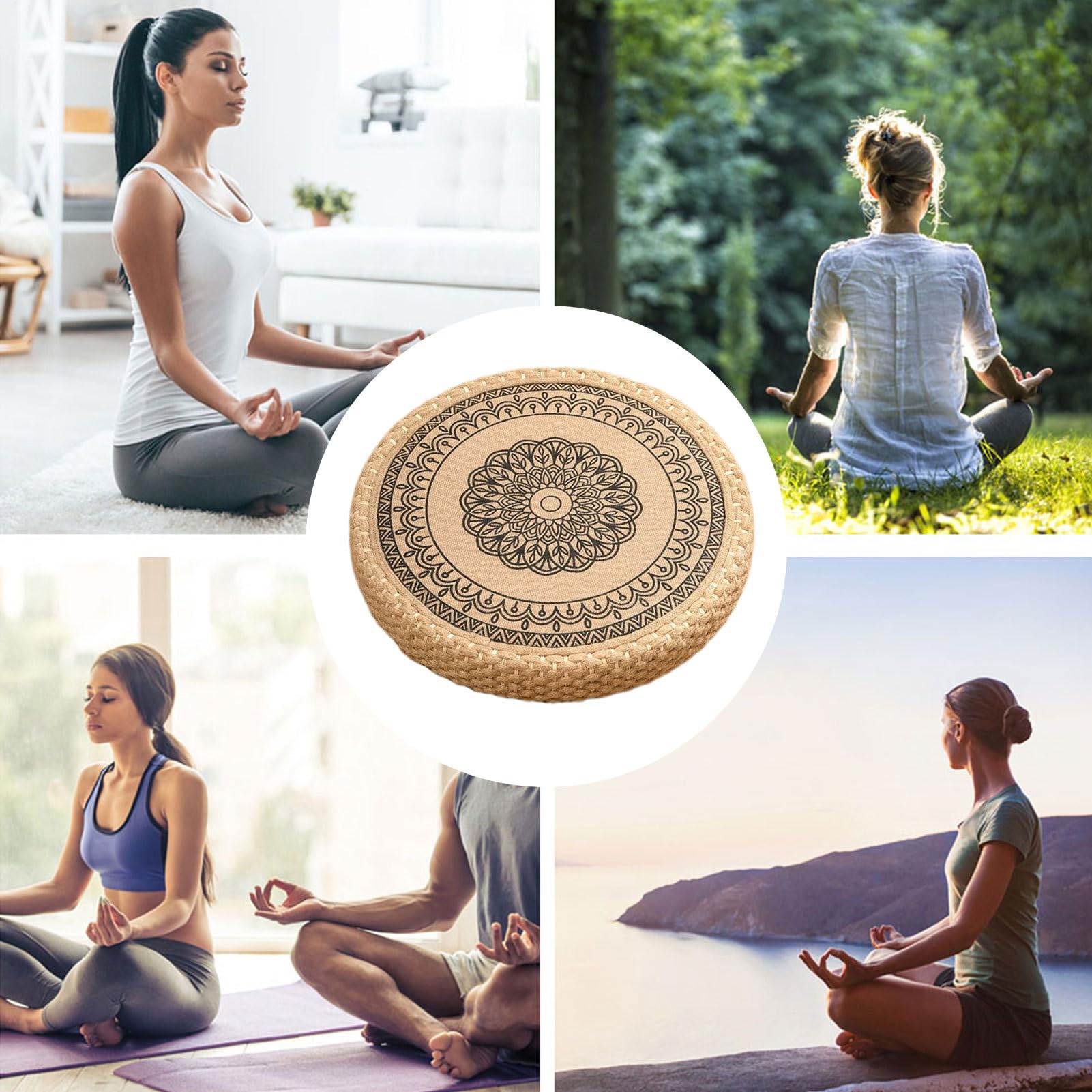 Générique Meditationskissen für den Boden | Meditations- und Yogakissen, Meditationskissen, runder Teppich, Boho, für Yoga und Entspannung zu Hause