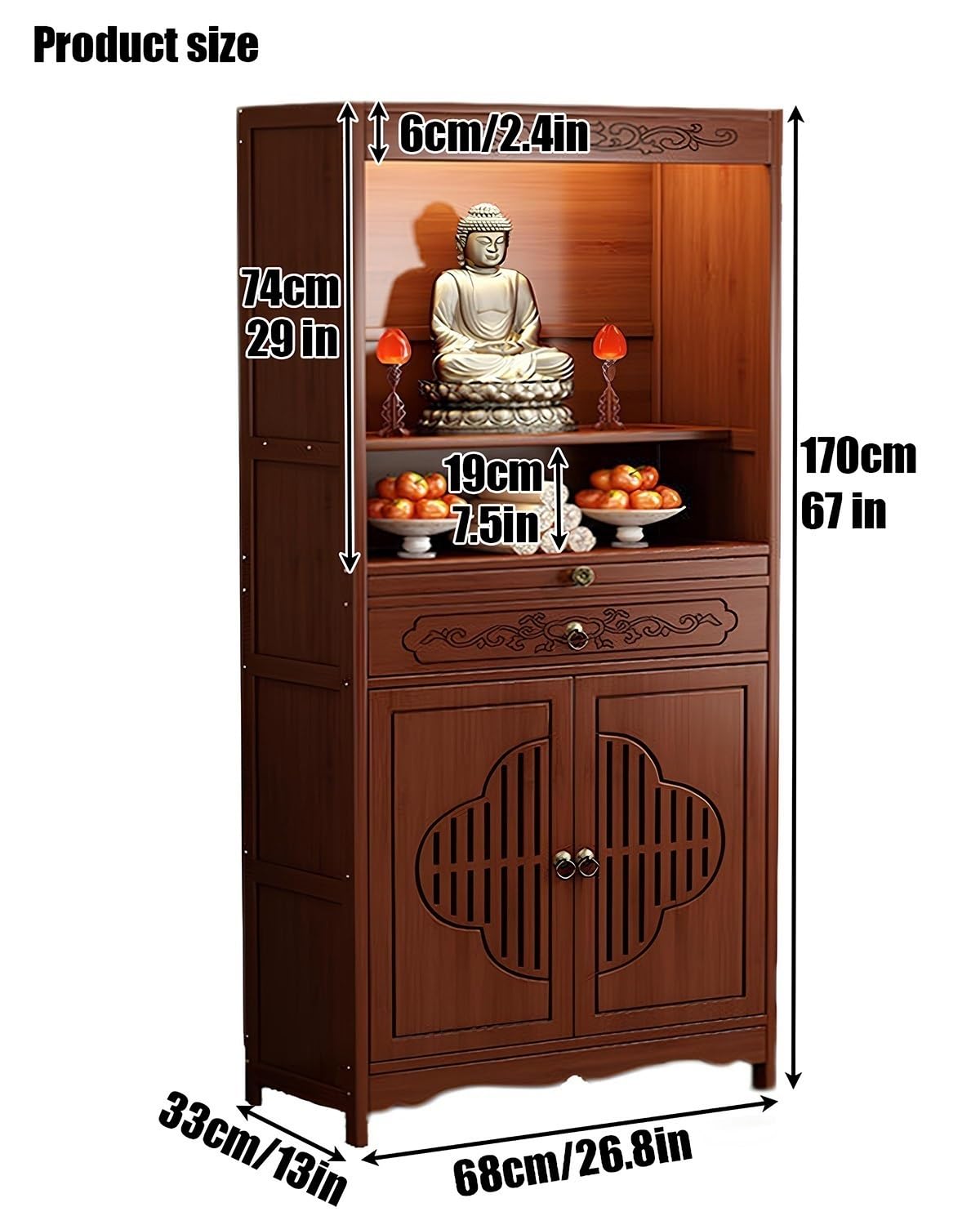 Mobile Altare, Tavolo Altare Per Meditazione, Altare Buddista, Cinese Con Piedistallo E Tavolo Per Offerte(68cm/26.8in)