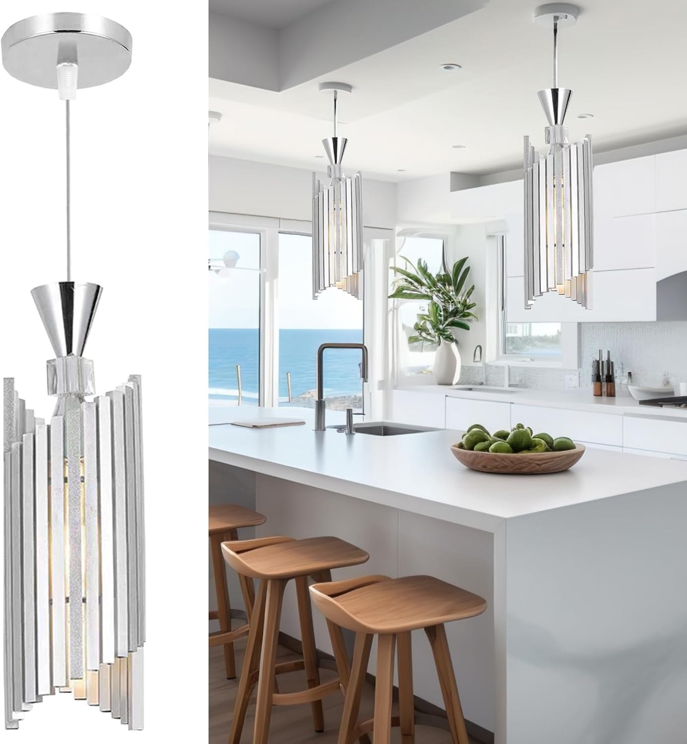 Pendant Lights Kitchen Island,Wind Chime Modern Light fixtures,Adjustable Cord Hanging Pendant lamp Romantic Ceiling Light for Dining Room,Bed Room Bar,Restaurant